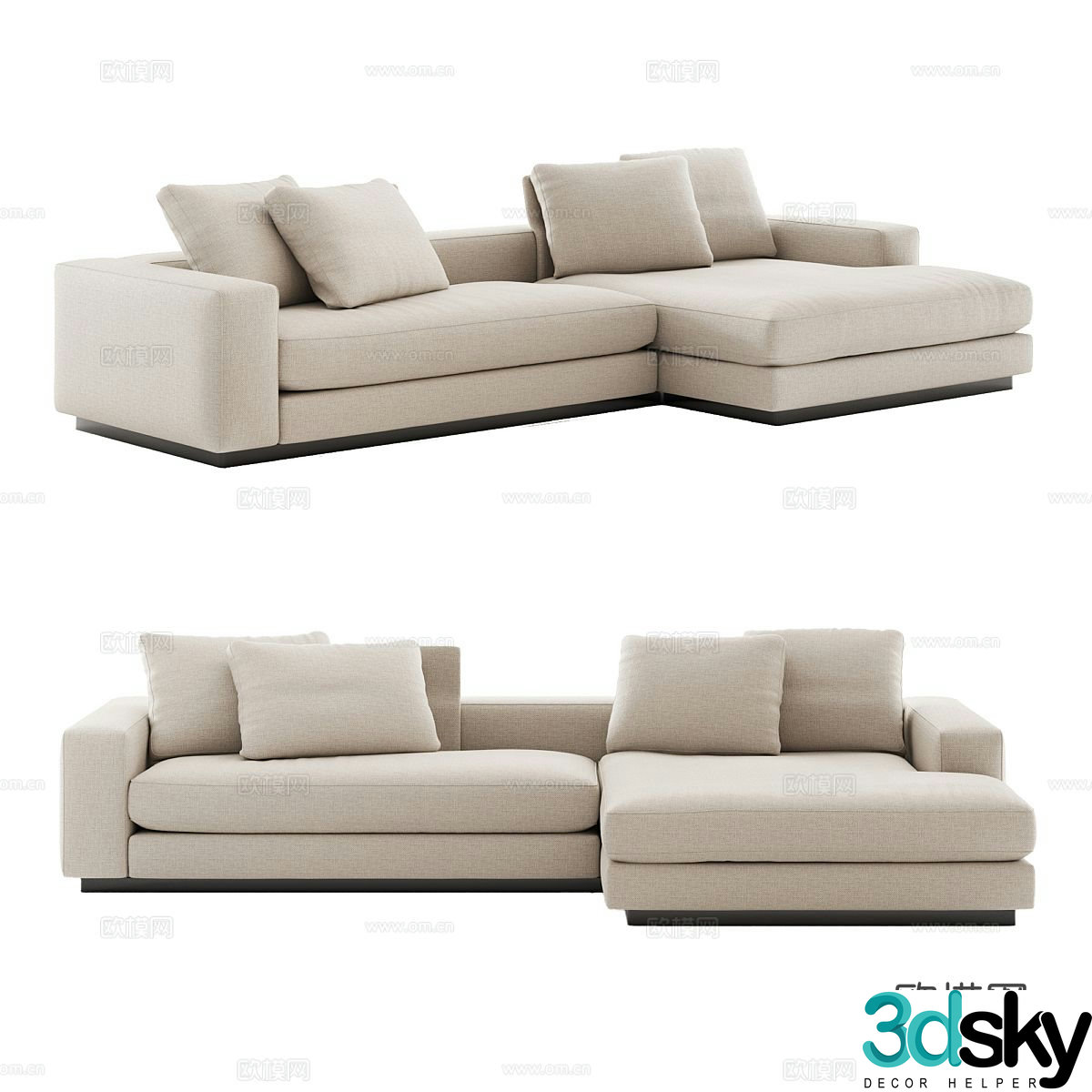 Corner sofa fabric sofa 3d model
