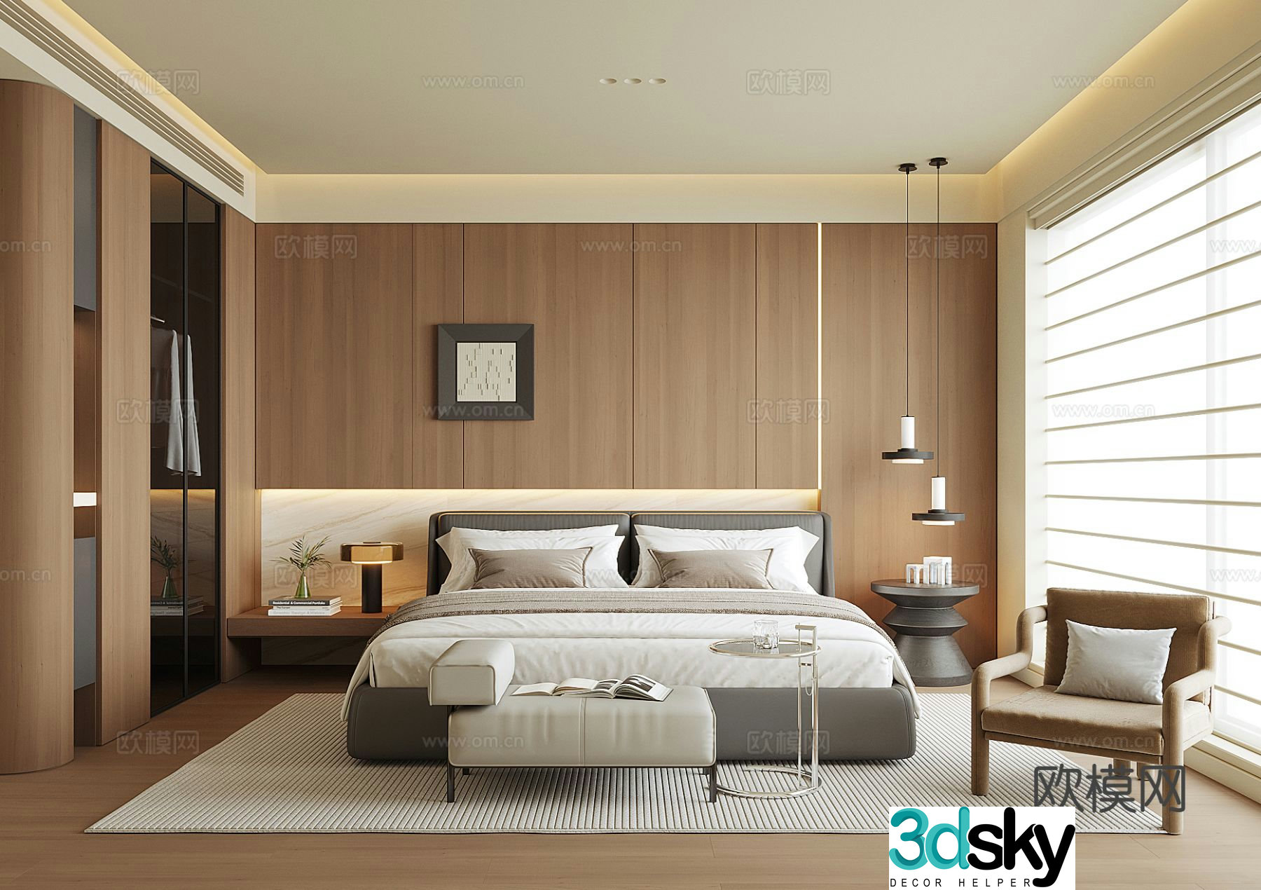Modern home bedroom master bedroom 3d model