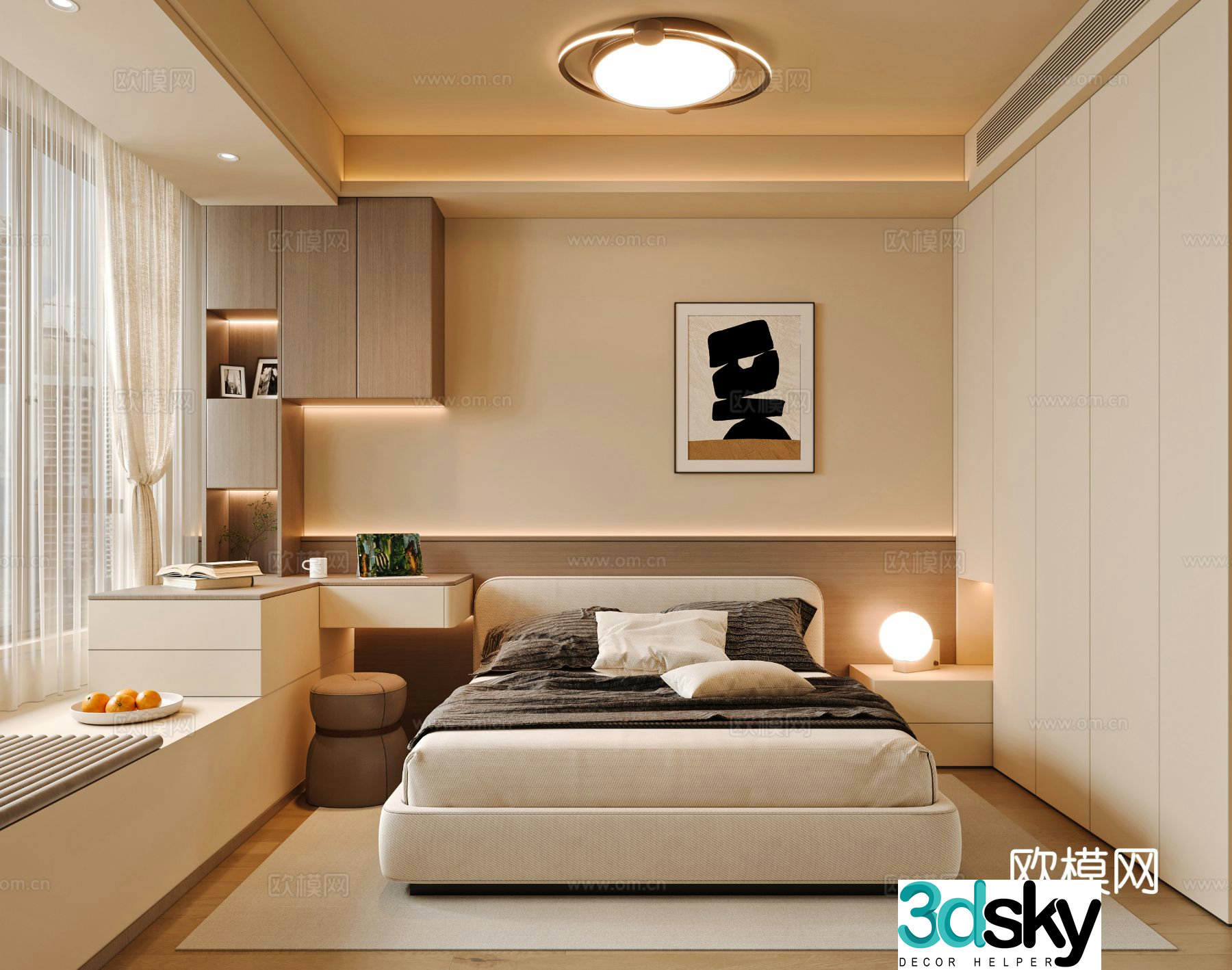 Modern bedroom second bedroom 3d model