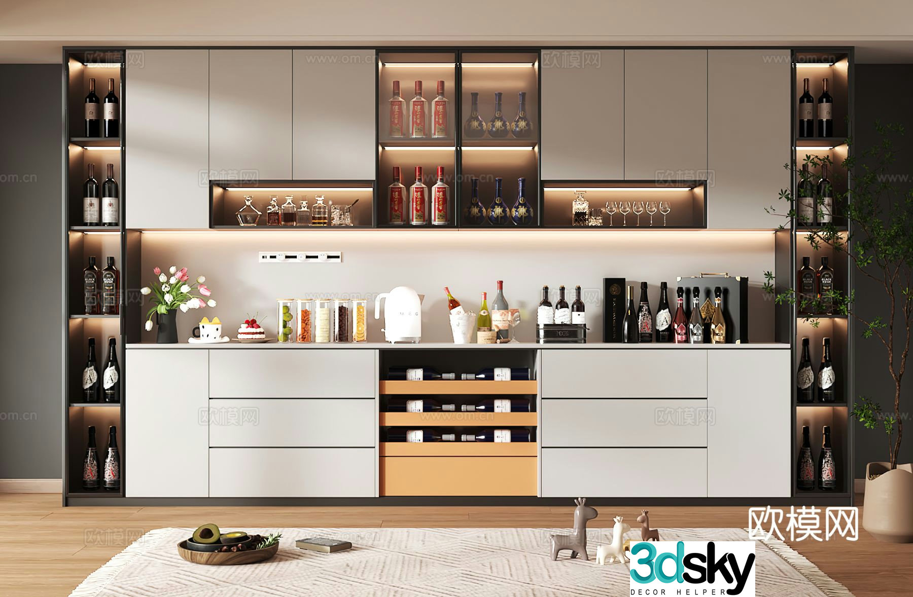 Wine cabinet design Wine cabinet red wine cabinet bar wine cabinet partition wine cabinet 3D model