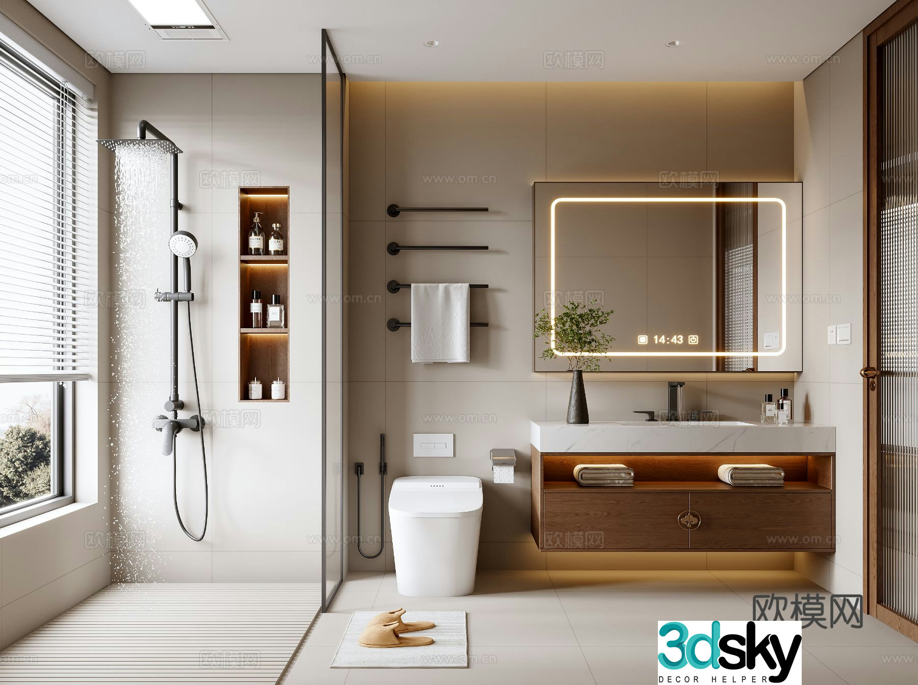 Middle style bathroom 3d model