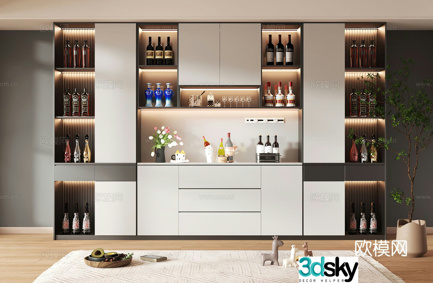 Wine cabinet design Wine cabinet red wine cabinet bar wine cabinet partition wine cabinet 3D model