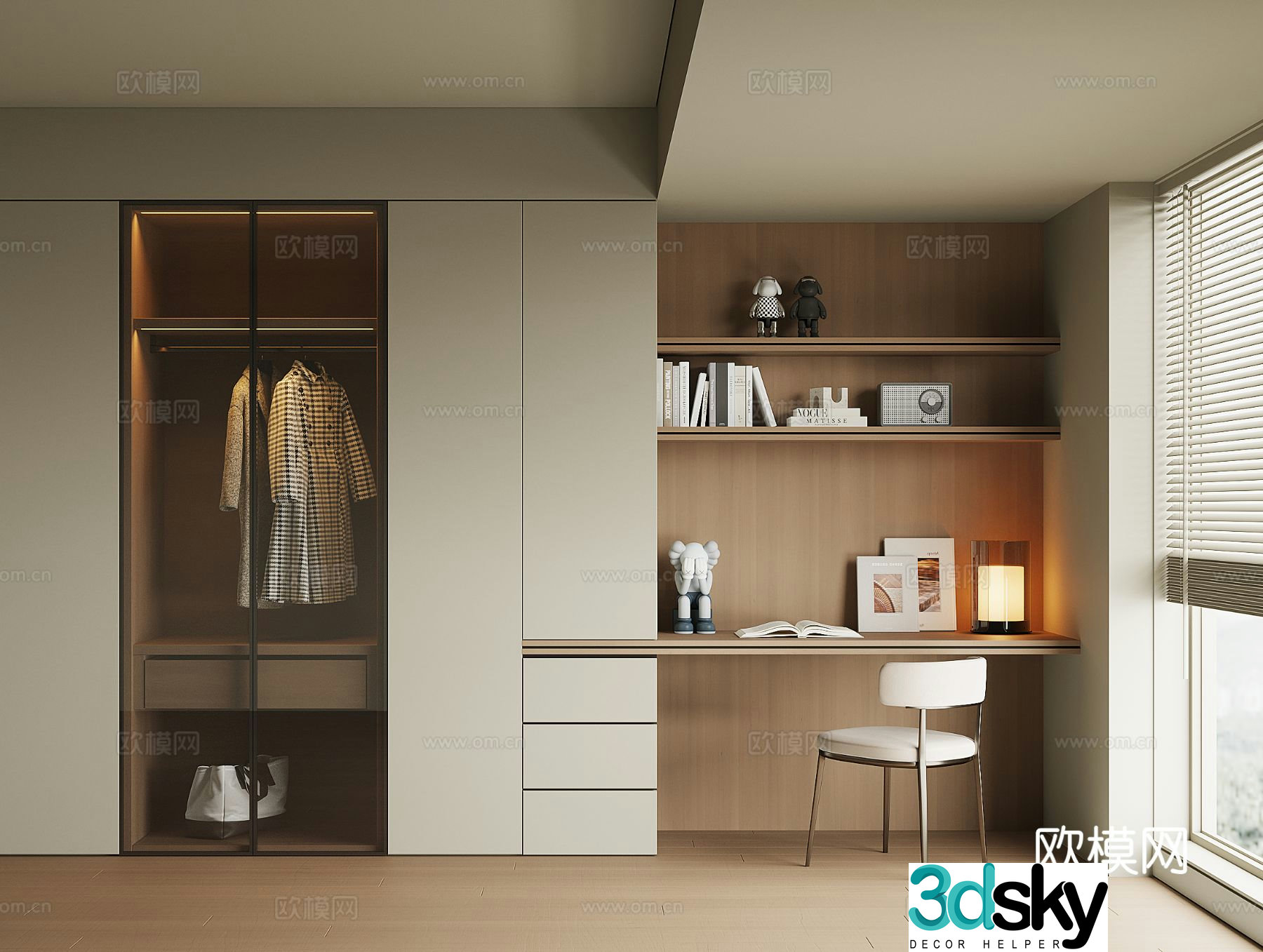 Modern desk integrated cabinet 3d model