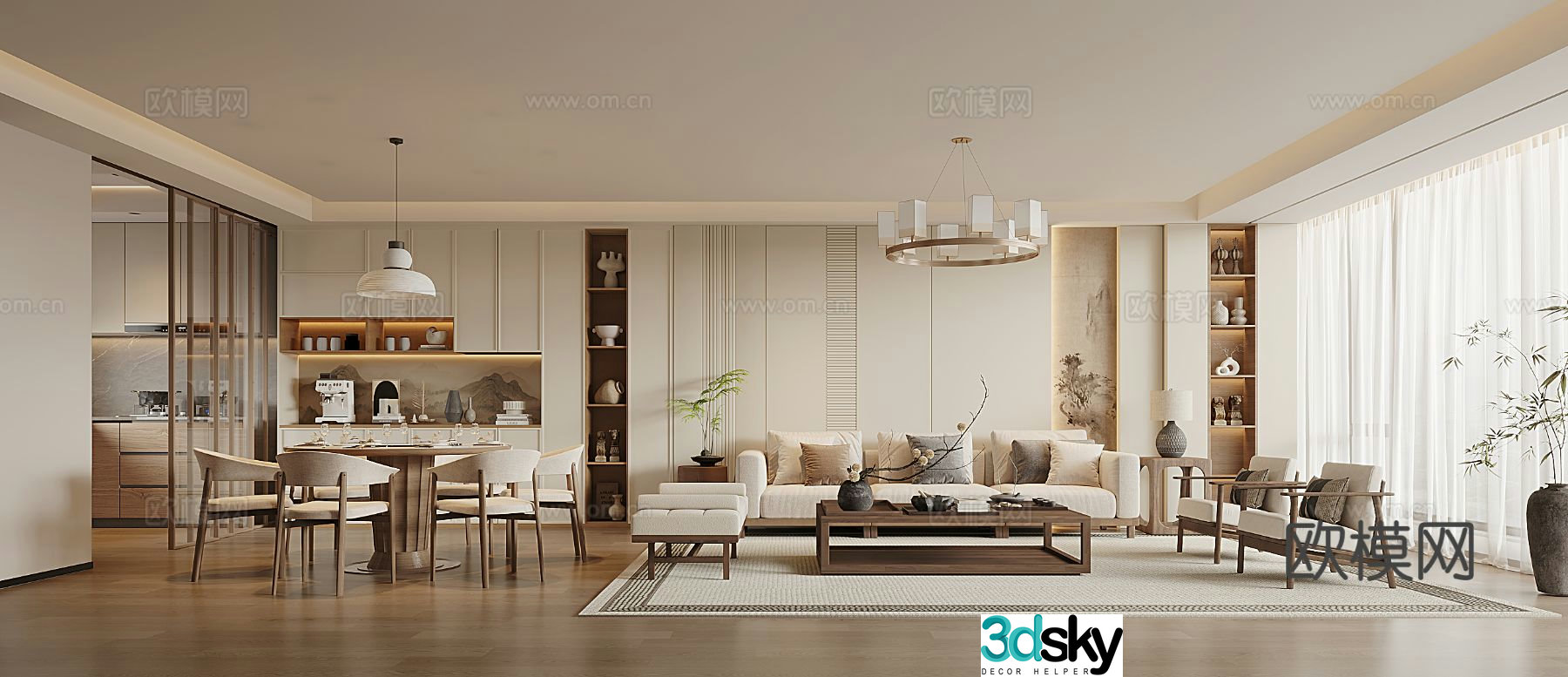 New Chinese living room Song style living room 3D model
