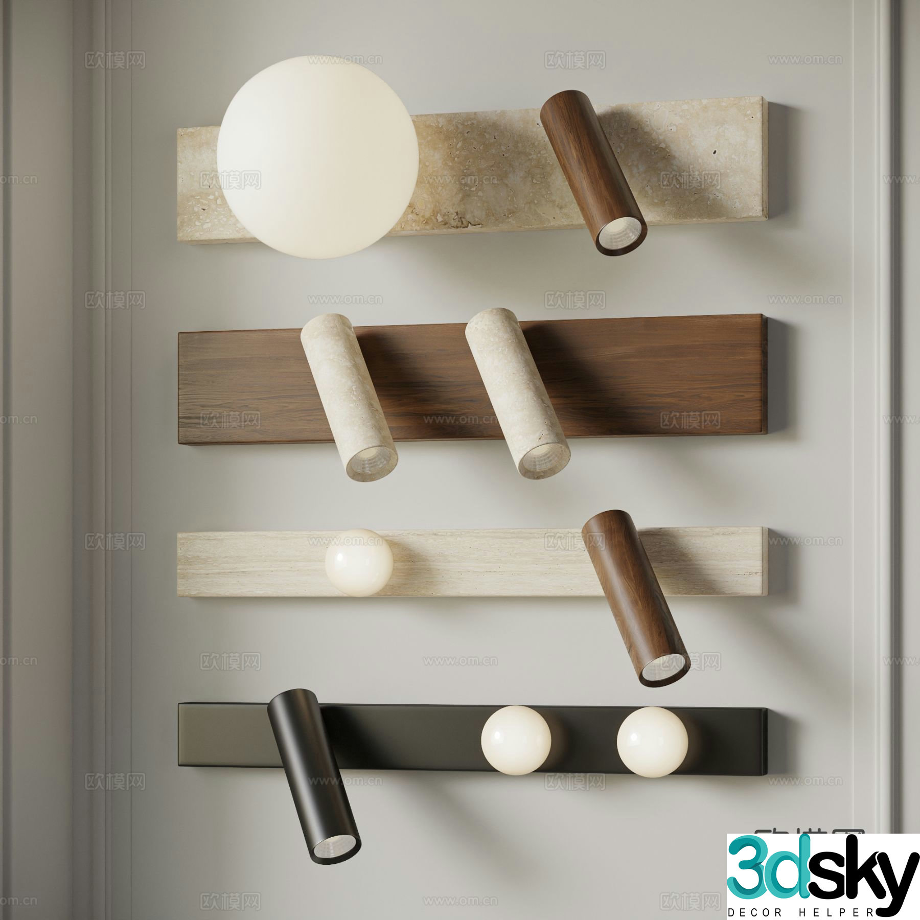 Middle-aged wall lights downlights spotlights cave stone wall lights wasagi wall lights 3d model