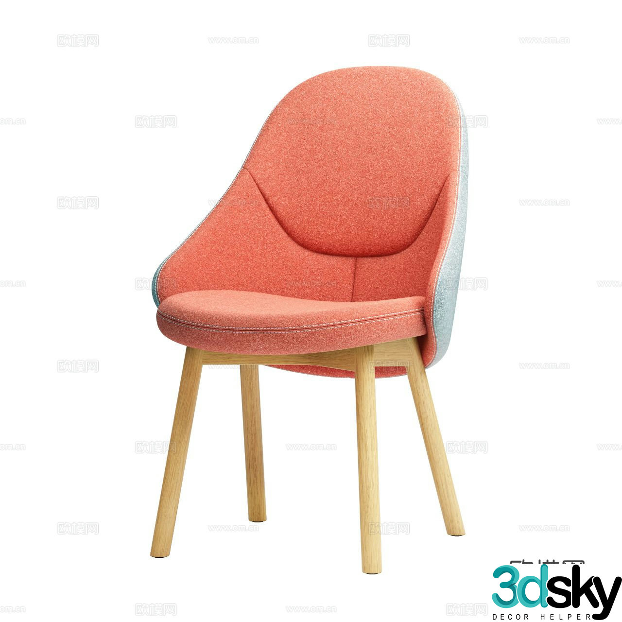Ton Nordic single chair dining chair fabric single chair fabric dining chair oak chair 3d model