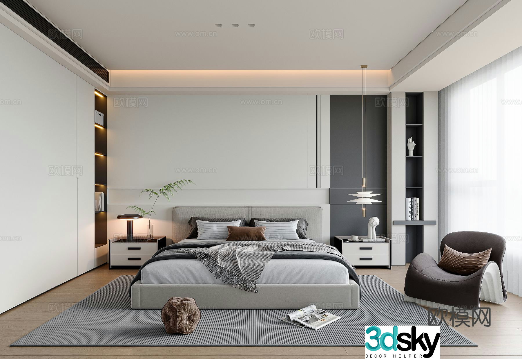 Modern bedroom master bedroom 3d model