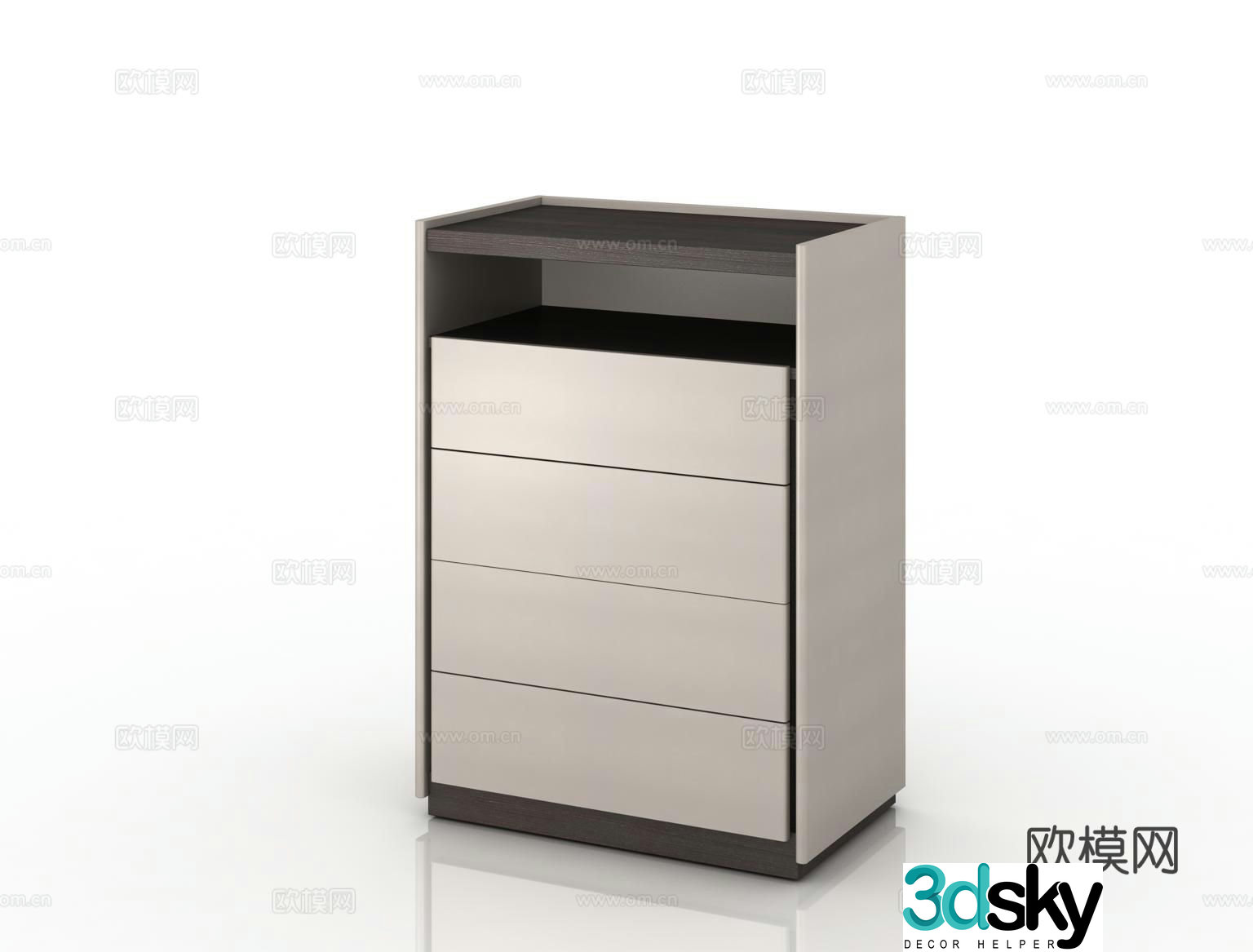 HGDS-C095-4 Four-treasure Cabinet 3D Model