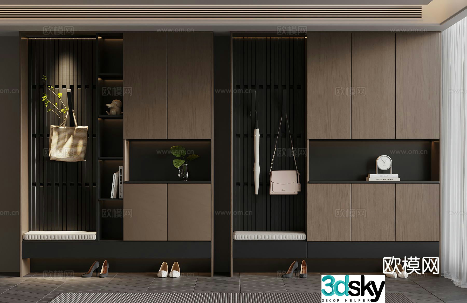 Italian minimalist shoe cabinet porch shoe cabinet ornament 3D model