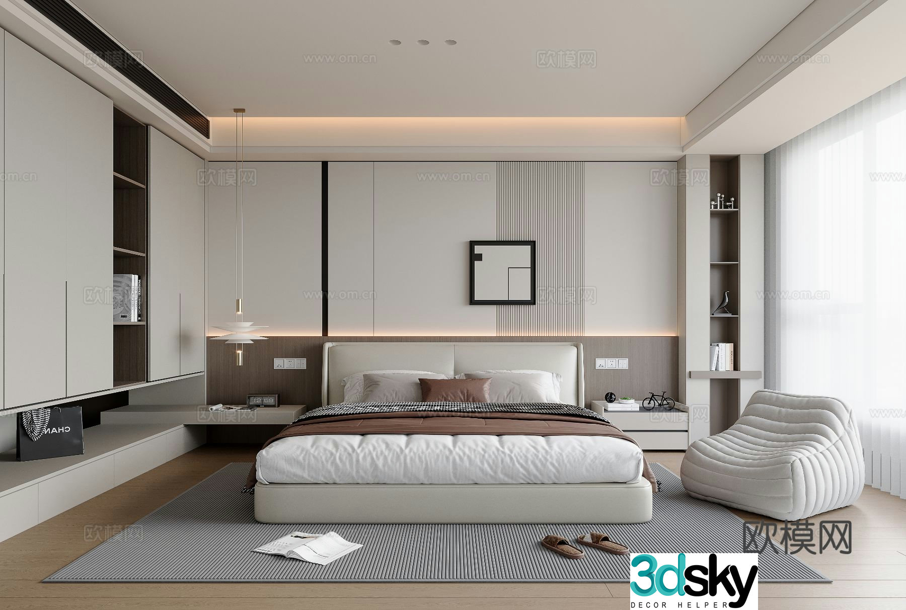 Modern bedroom master bedroom 3d model
