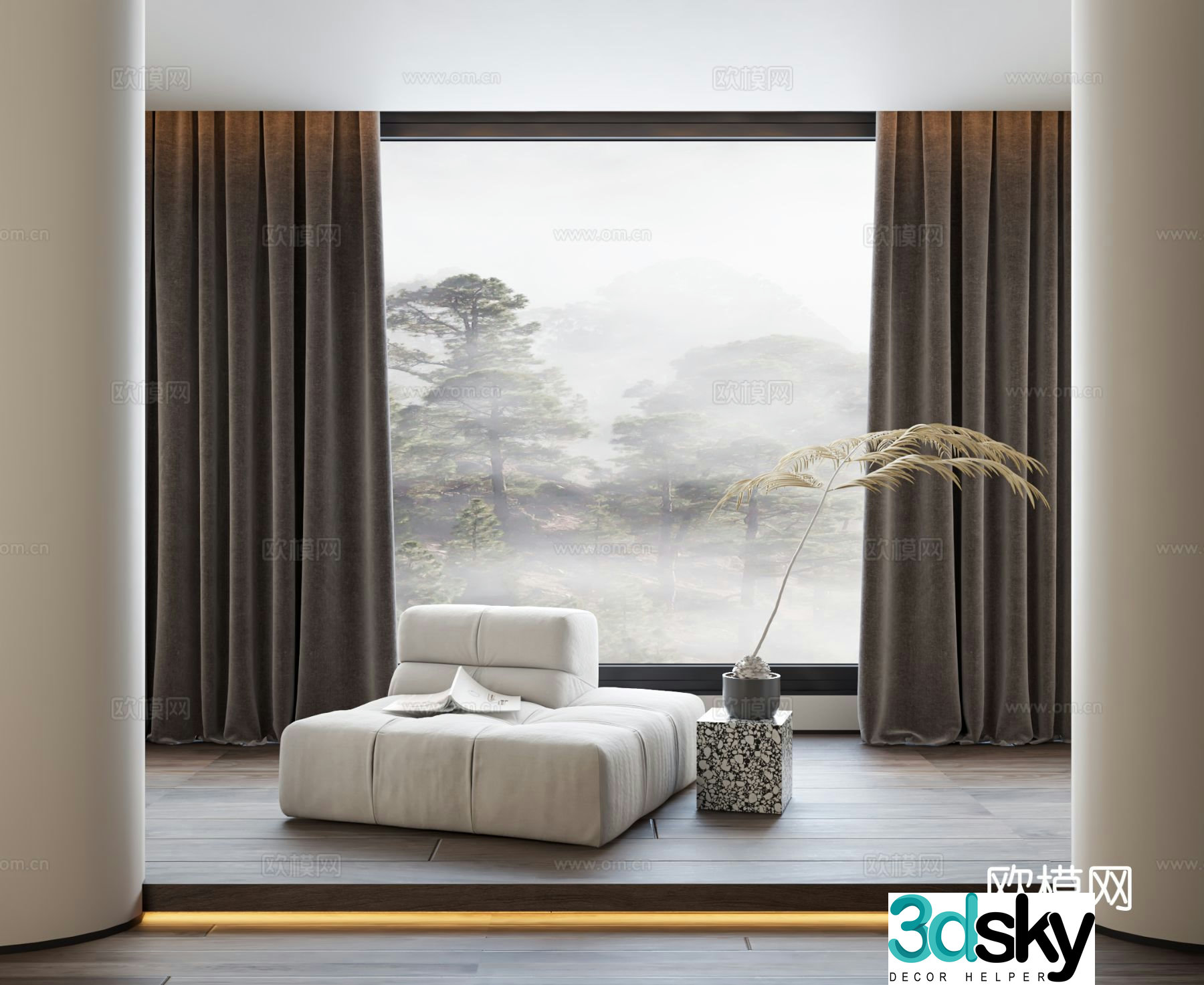 Modern style curtain 3d model