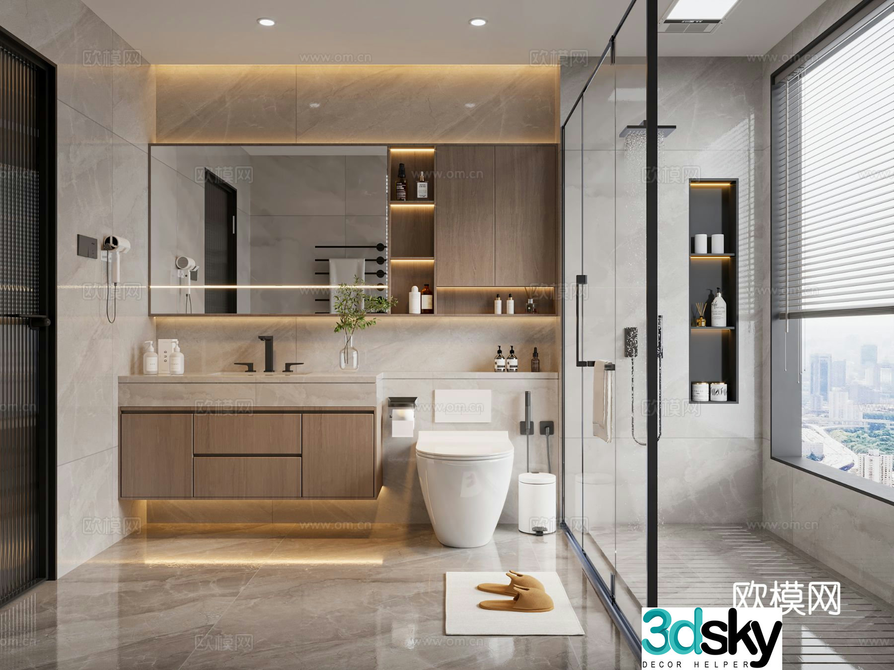 Modern bathroom bathroom ornaments dry and wet bathroom bathroom cabinet bathroom cabinet toilet 3d model
