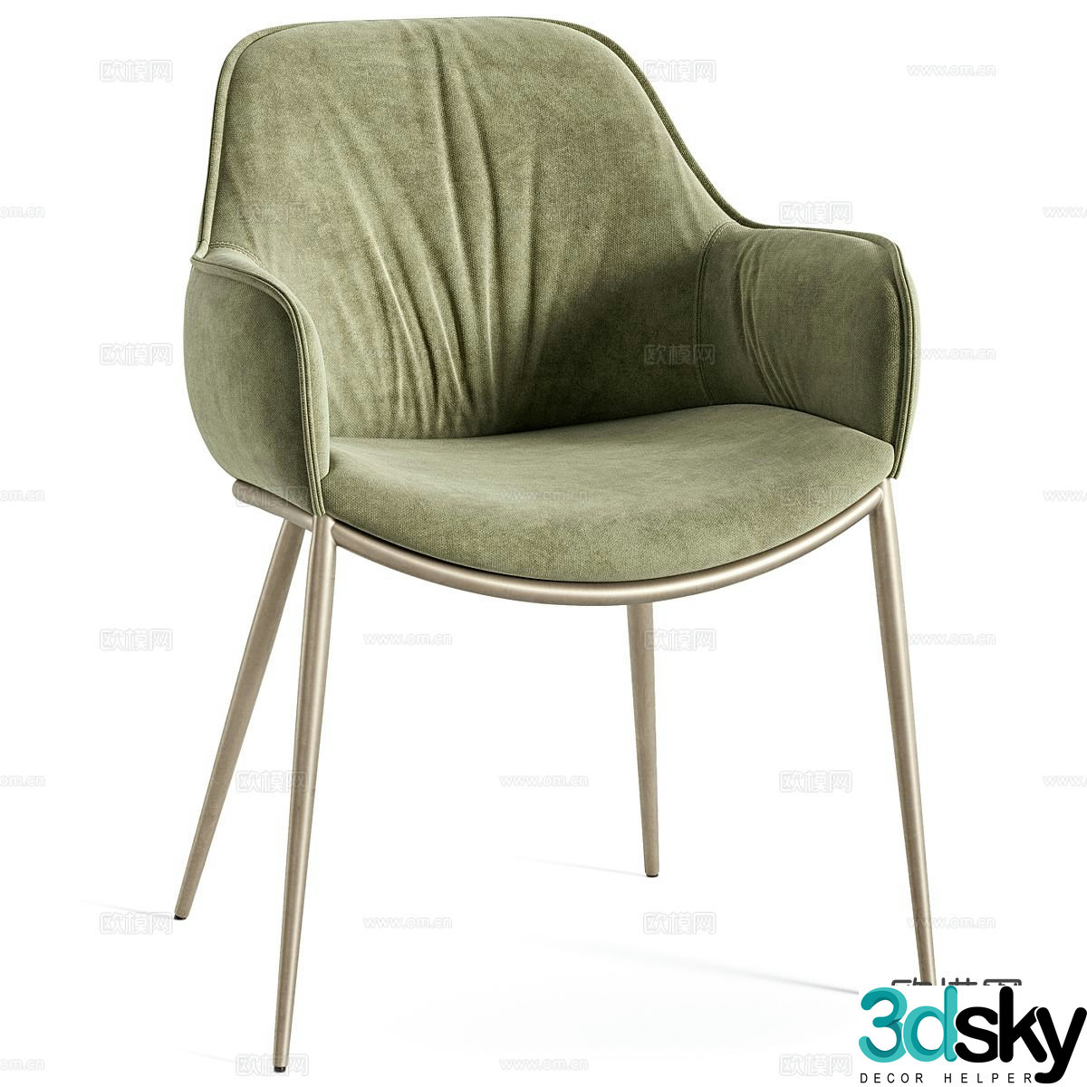 Light luxury fabric leather chair 3D model