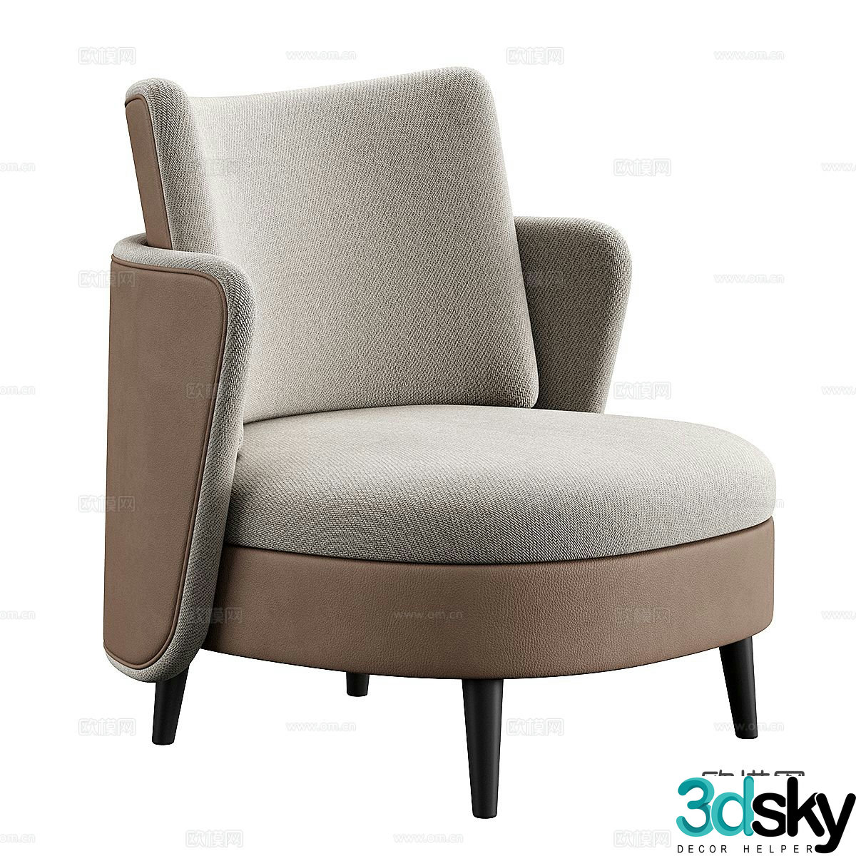 Italian leather fabric armchair 3d model