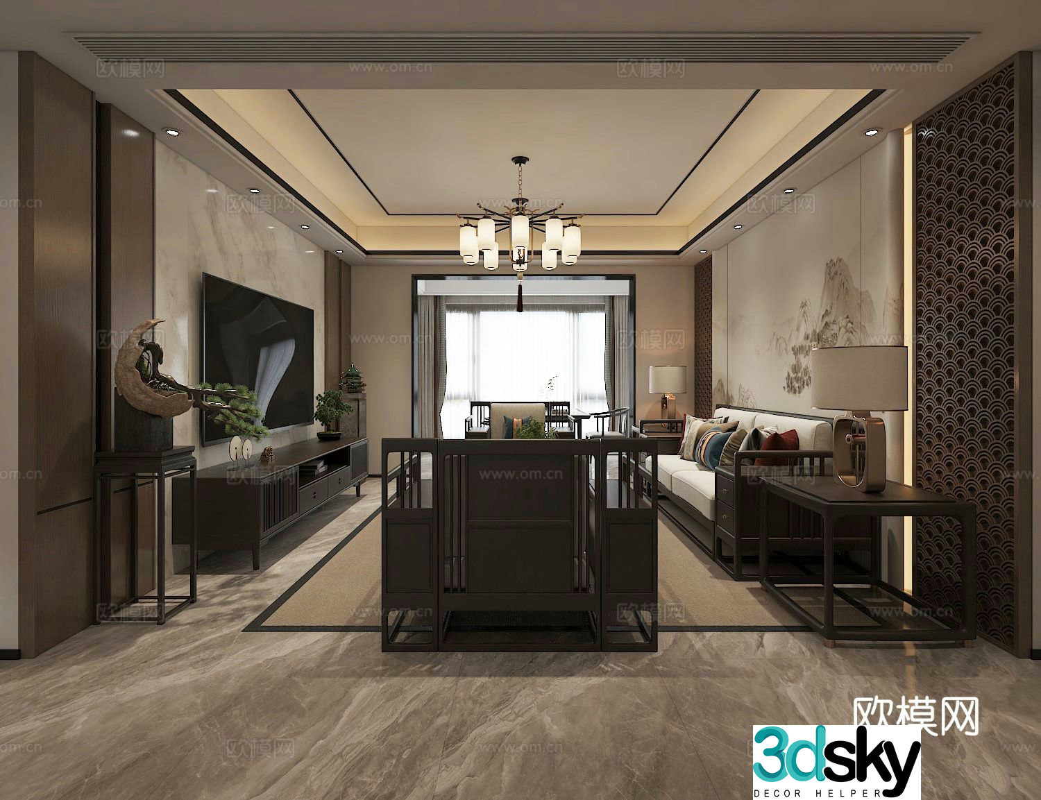New Chinese living room sofa combination 3D model