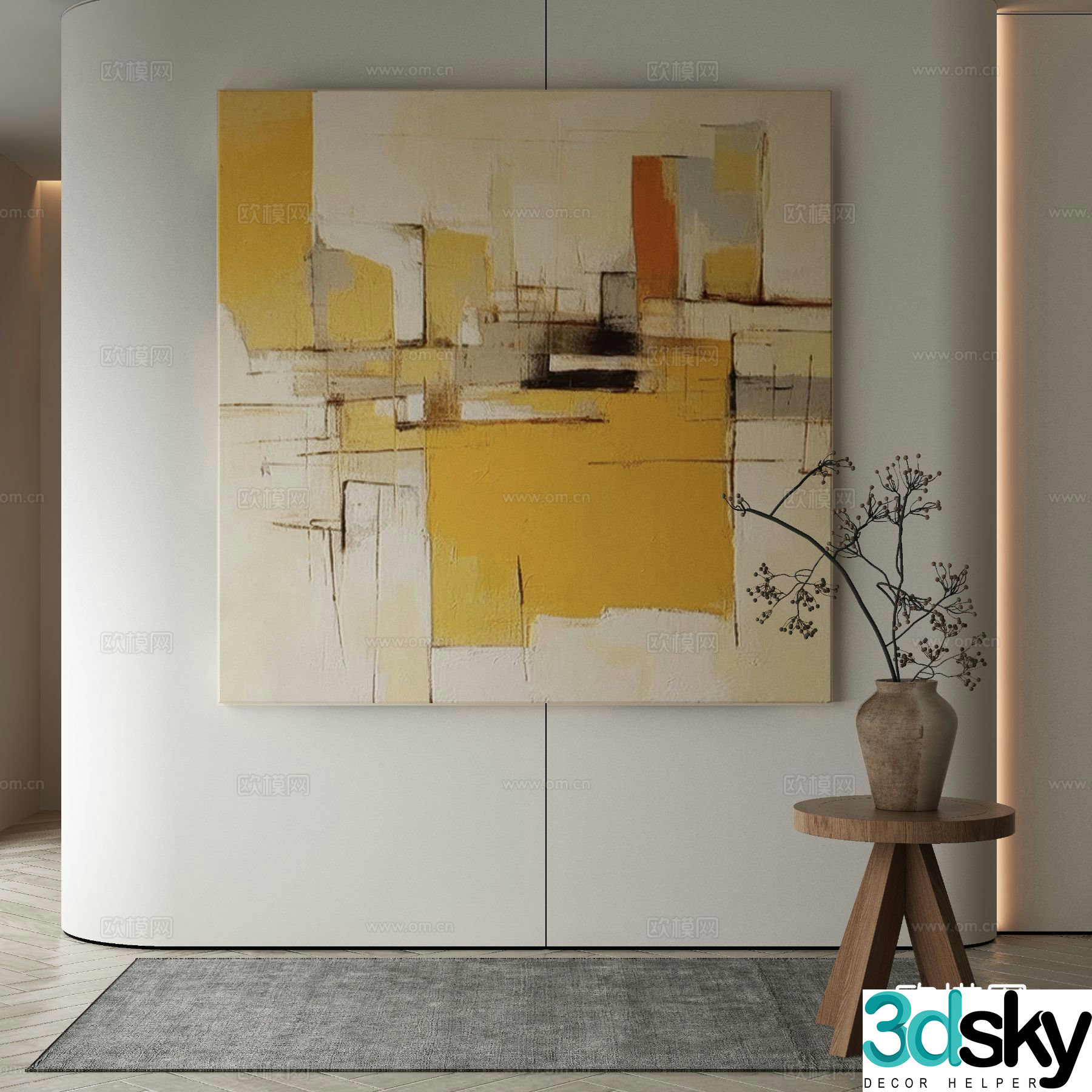 Modern Wasabi Hanging Painting Oil Painting 3D Model