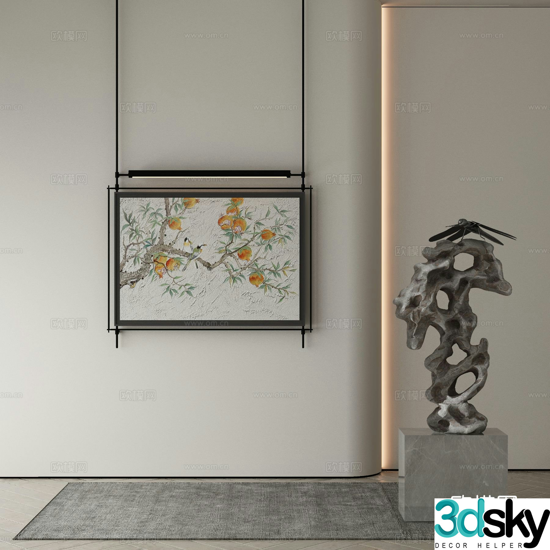 Modern Wasabi Hanging Painting Oil Painting 3D Model