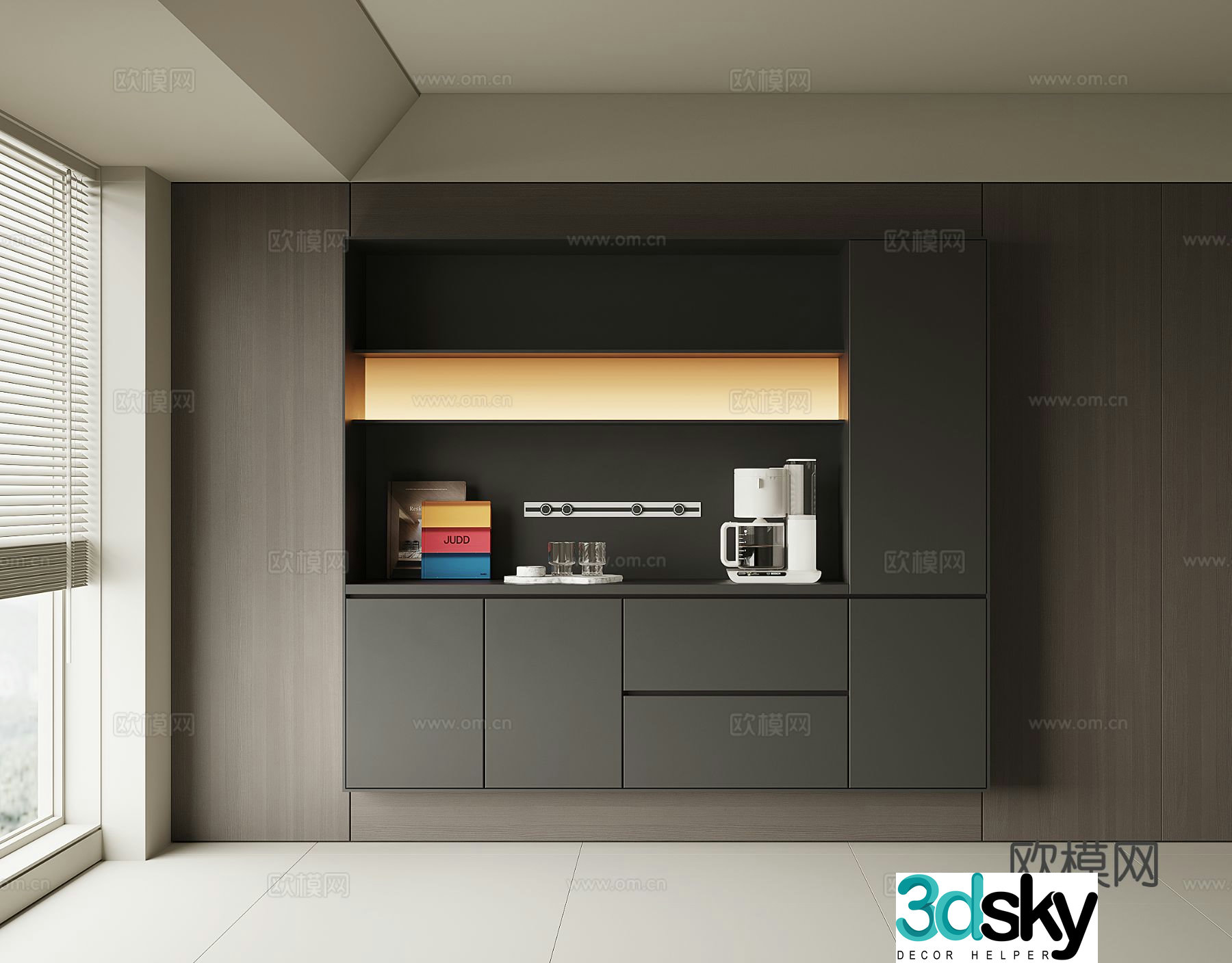 Modern wine cabinet sideboard 3D model