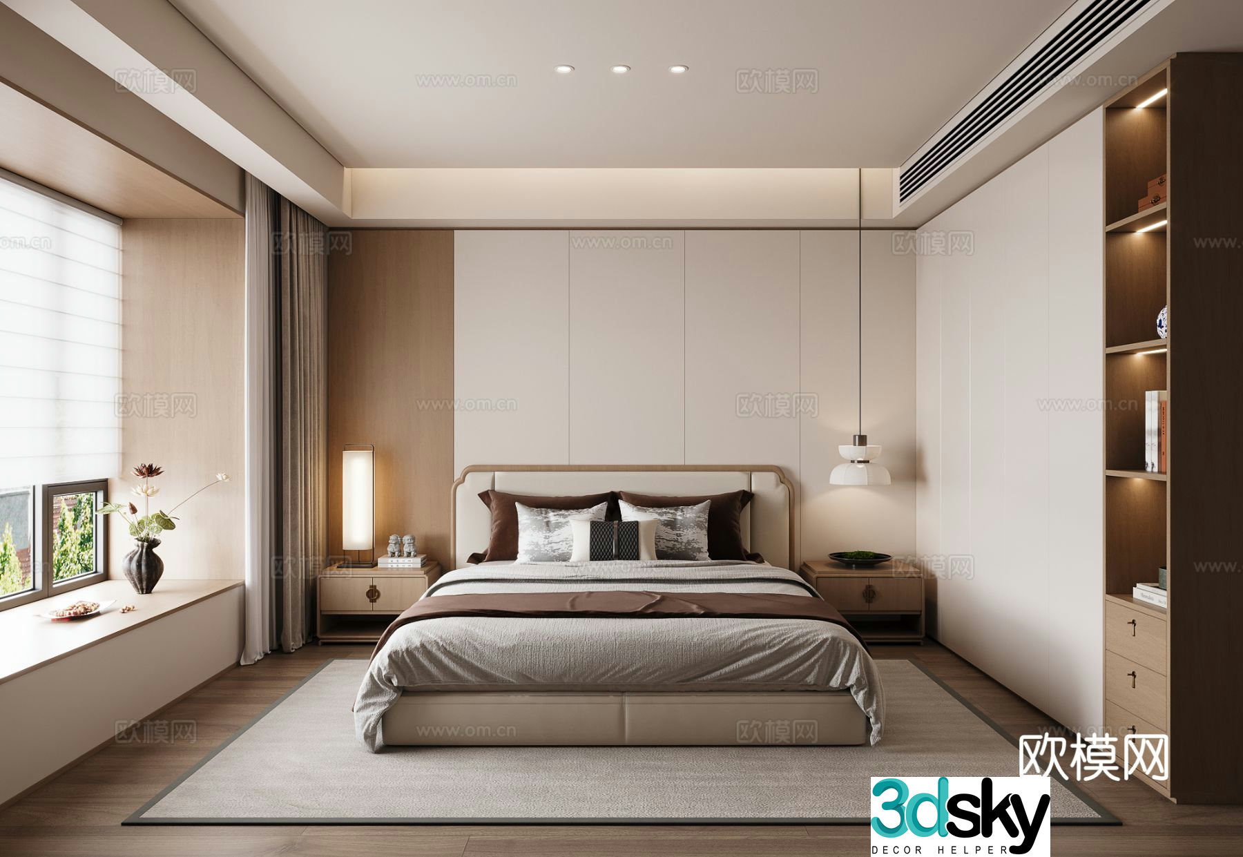 New Chinese Song style bedroom New Chinese table lamp New Chinese chandeliers New Chinese 3D model