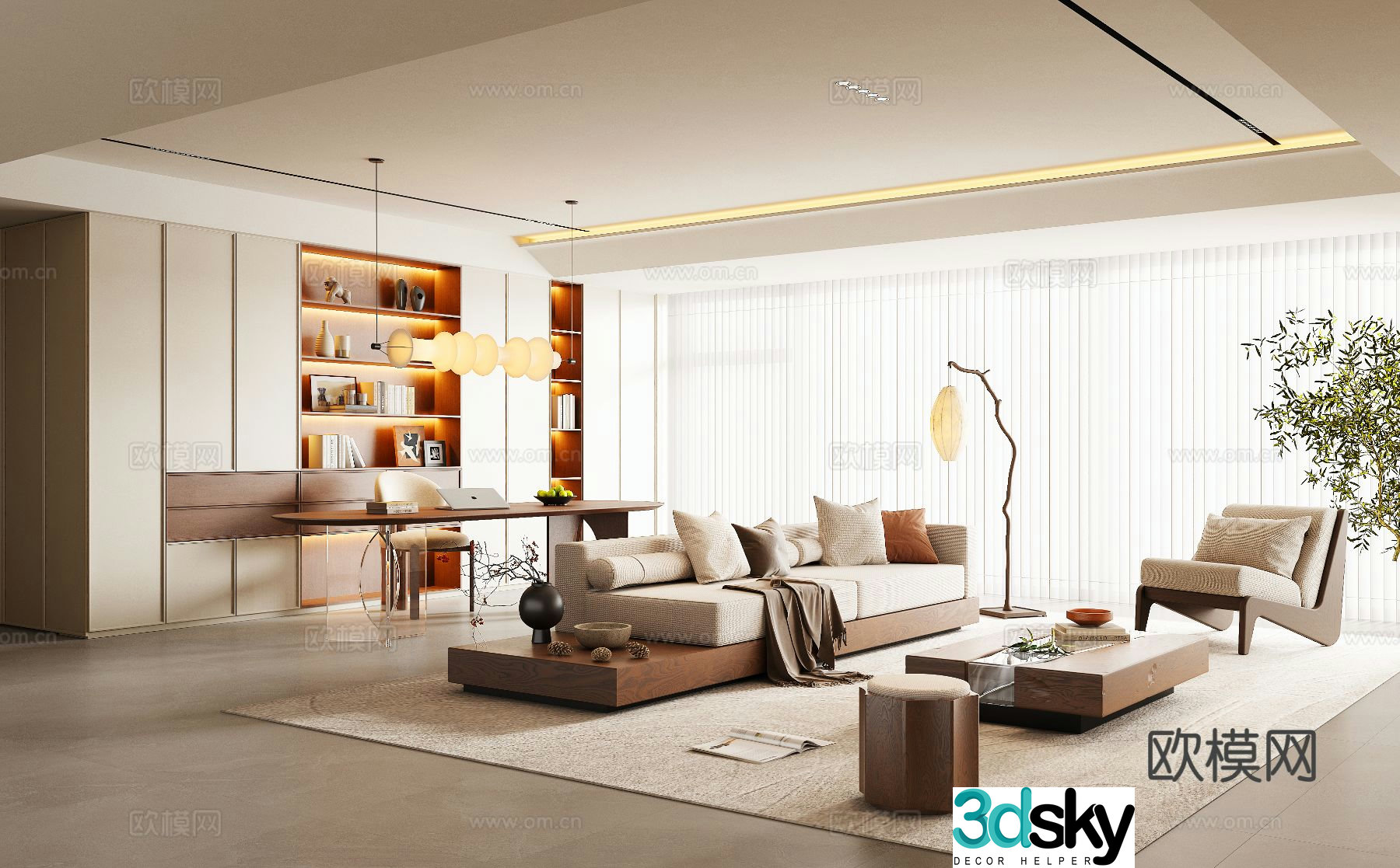 Middle-aged living room 3d model