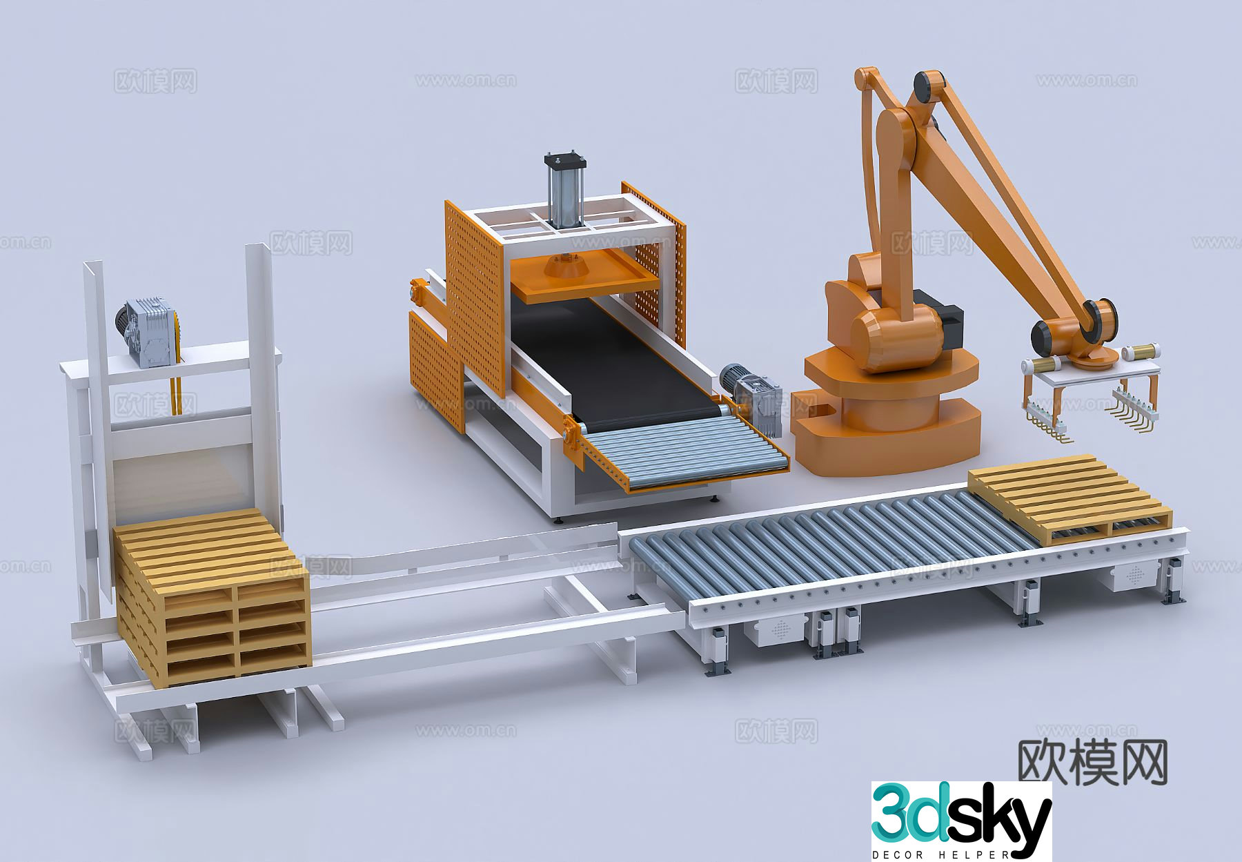 Automatic packaging machine stacker pallet 3d model