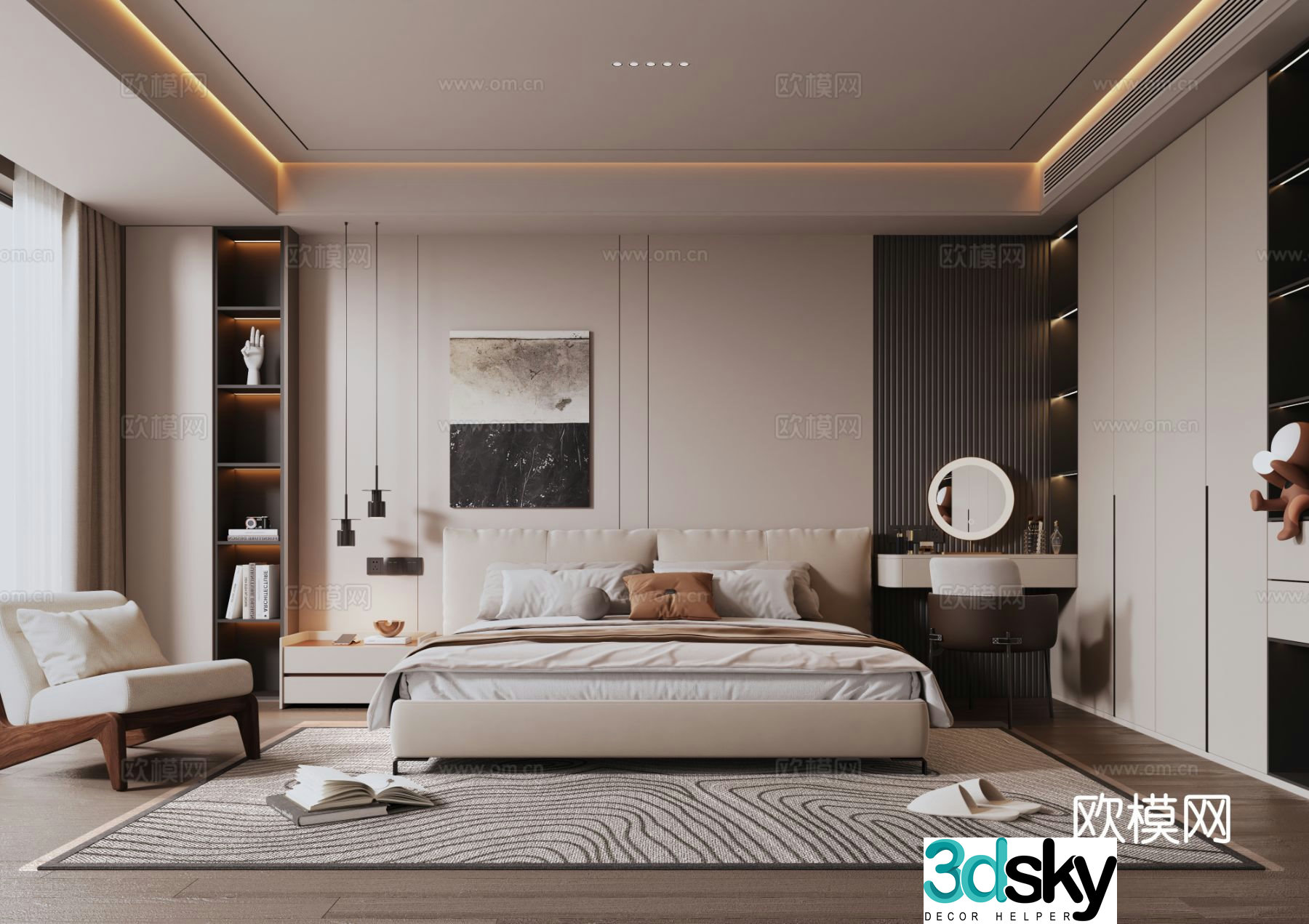 Modern Italian home bedroom 3d model