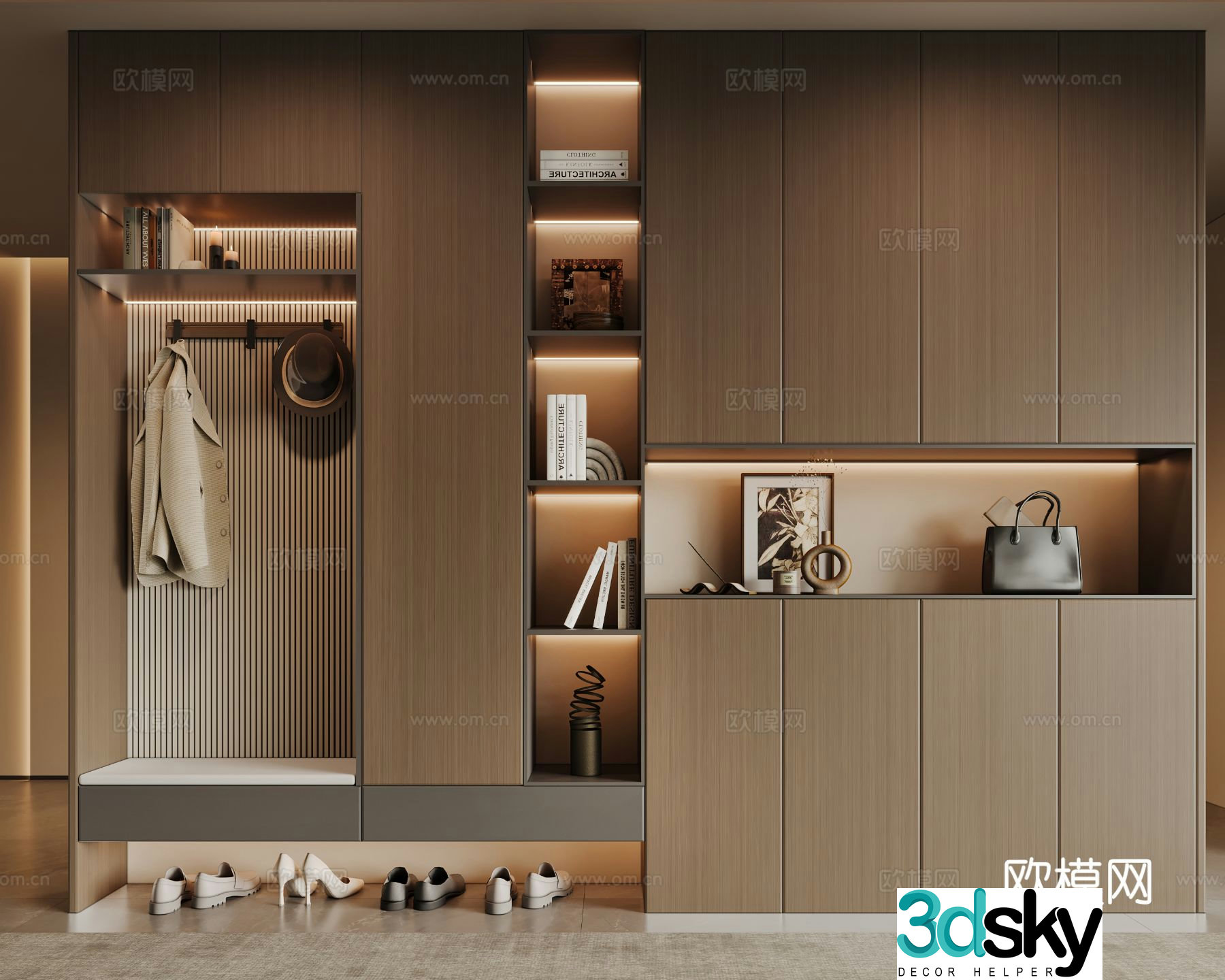 Modern porch shoe cabinet 3d model