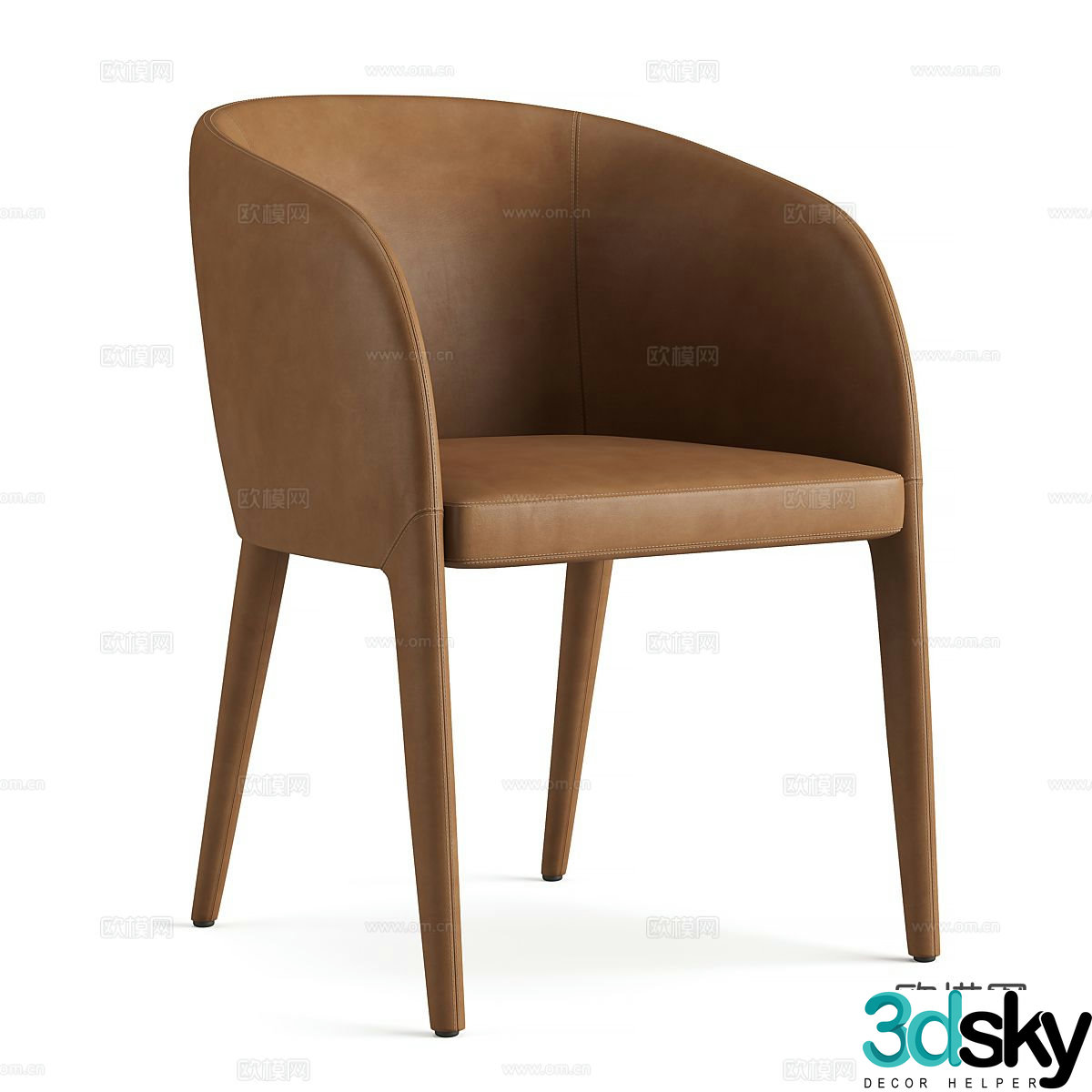 Modern Italian light luxury leather chair 3d model