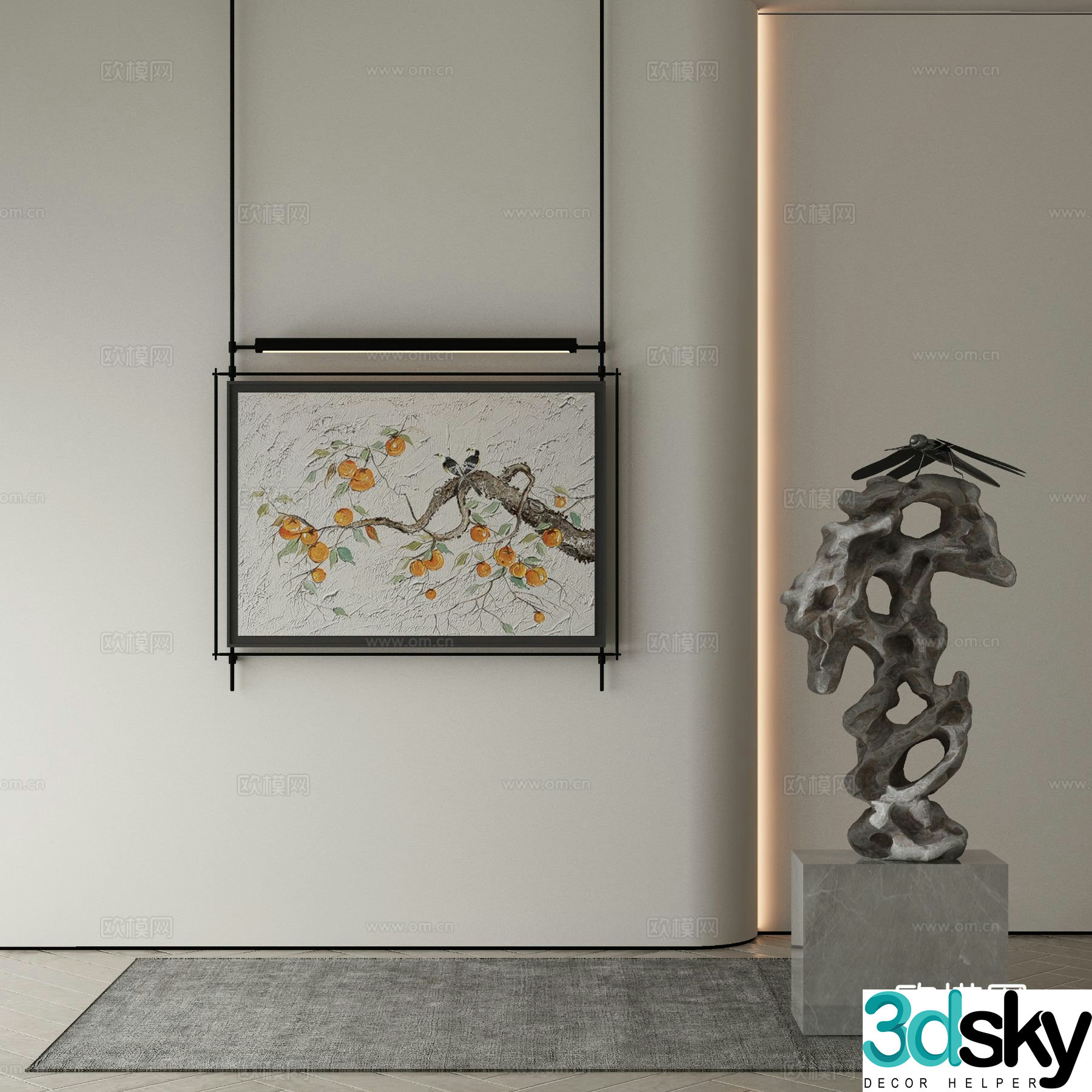 Modern Wasabi Hanging Painting Oil Painting 3D Model