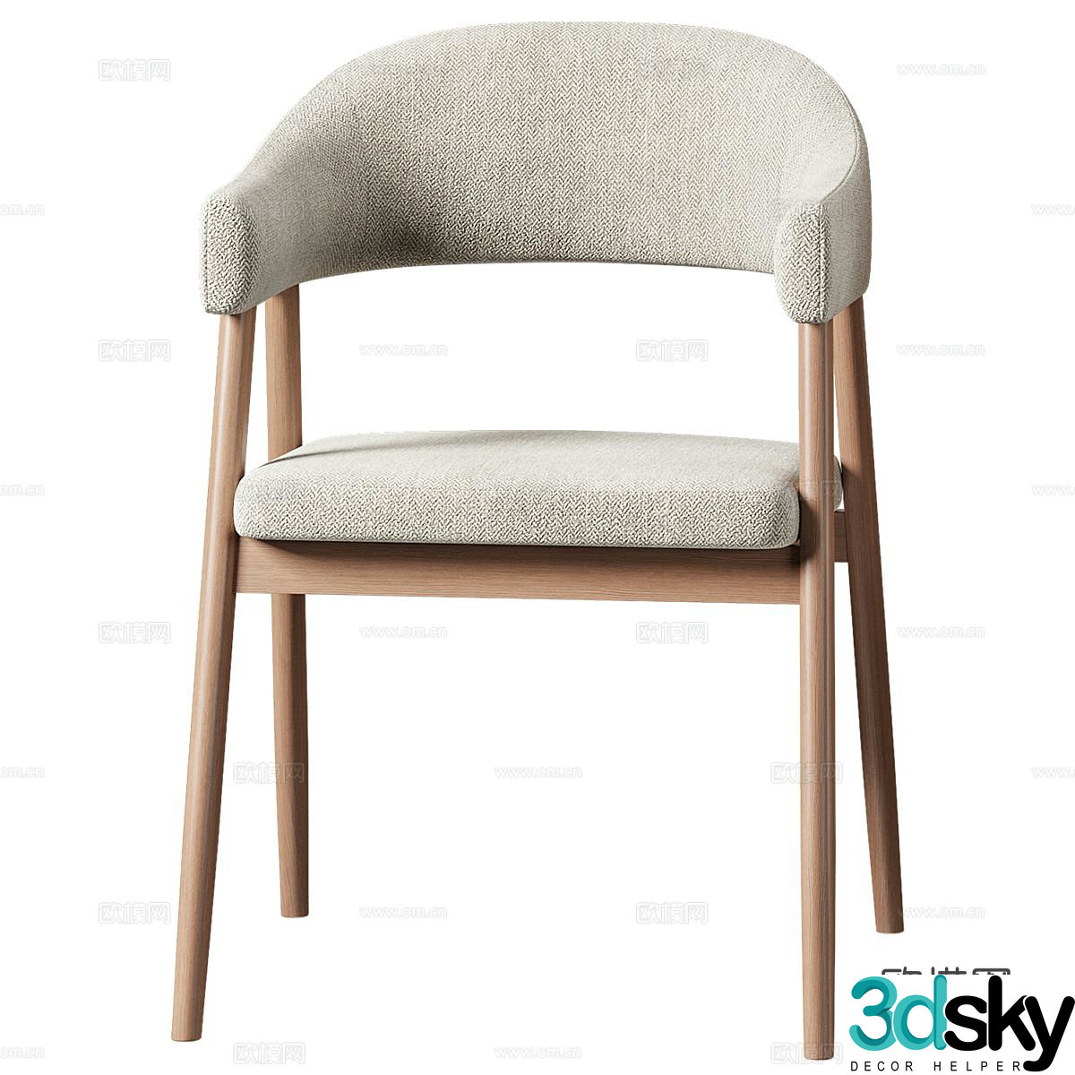 New Chinese style fabric wooden chair 3D model