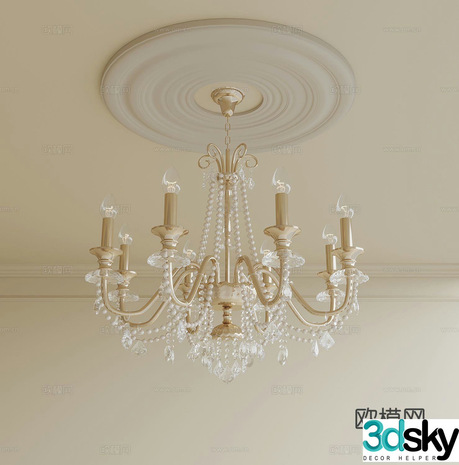 Chandelier French Cream Chandelier 3d Model
