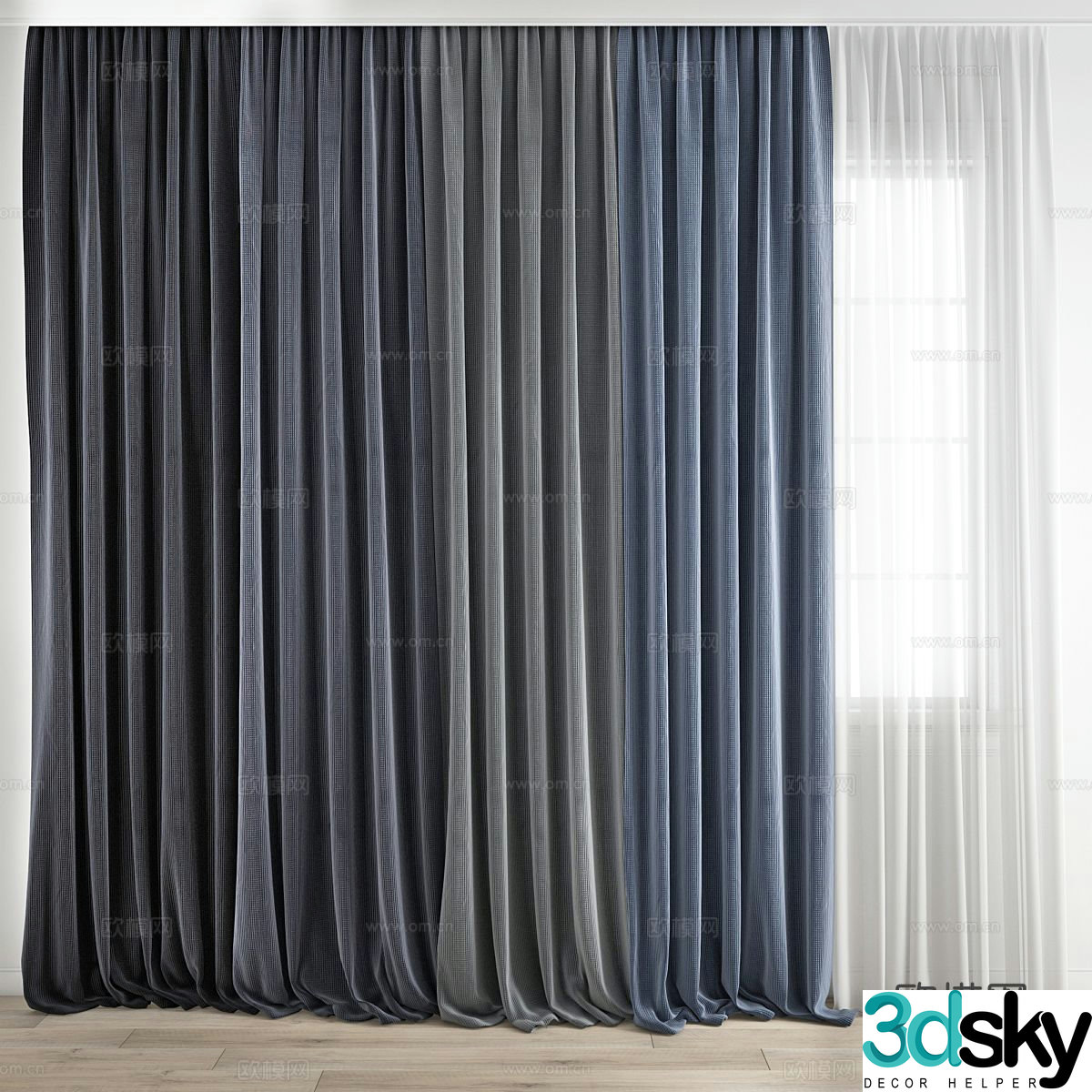 New Chinese style fabric curtain 3D model