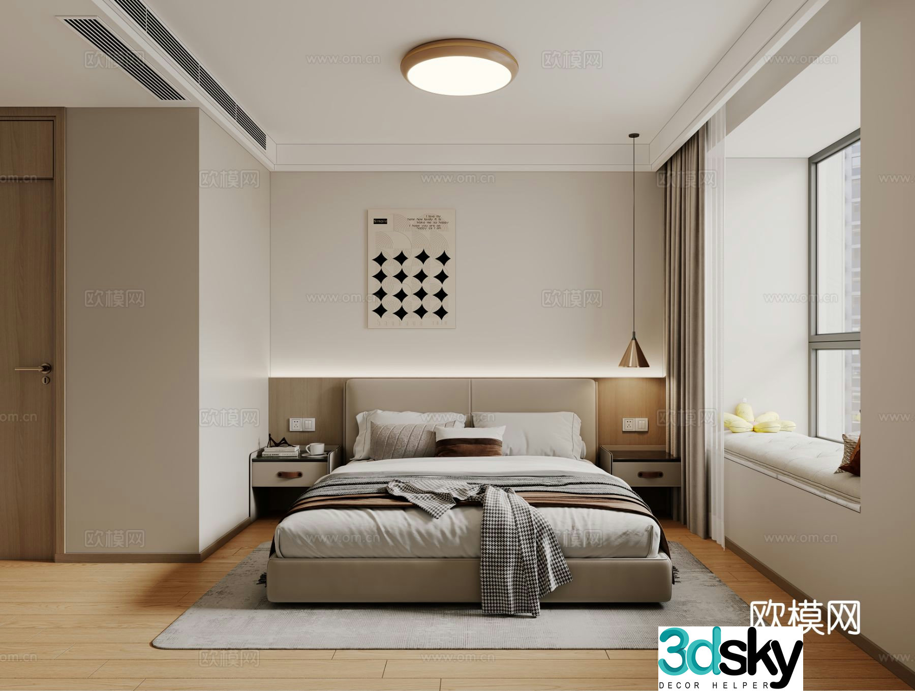 Modern ceiling light bedroom hanging painting chandelier 3d model