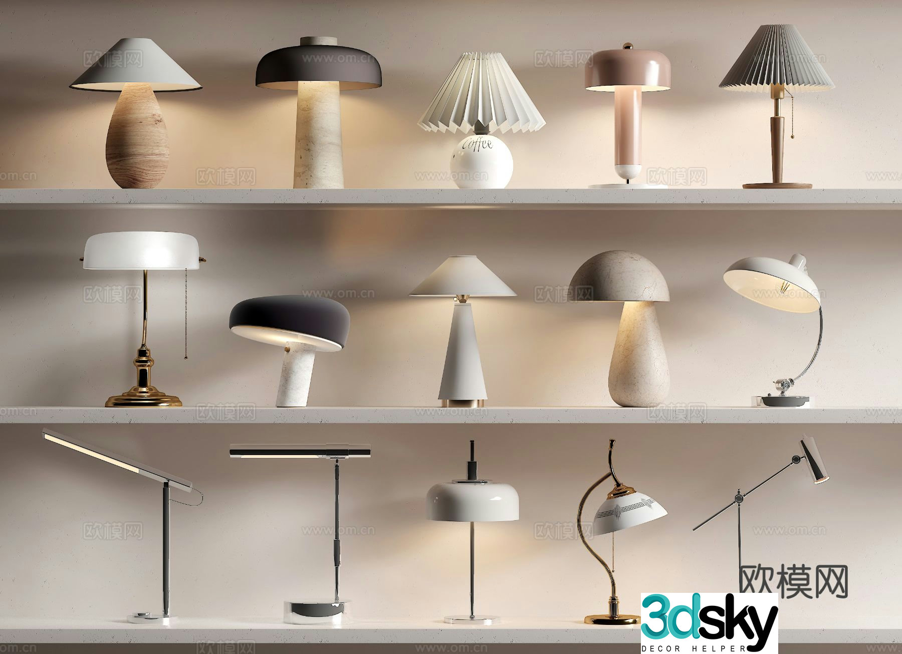 Modern desk lamp bedside lamp 3d model
