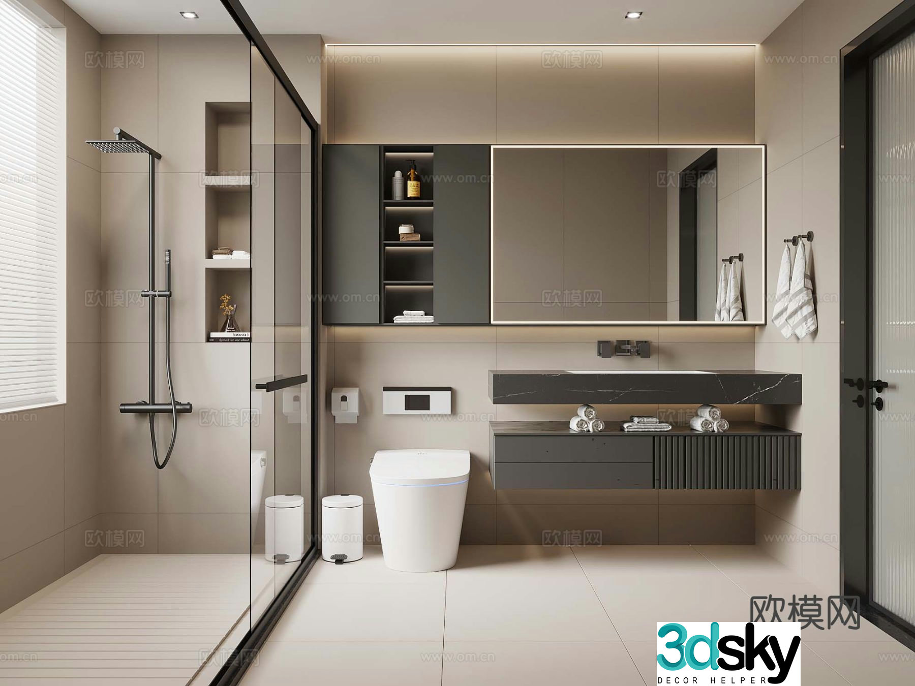 Modern bathroom bathroom cabinet toilet 3d model