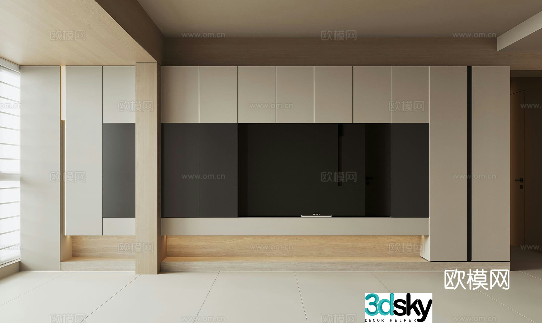Modern TV background wall 3d model