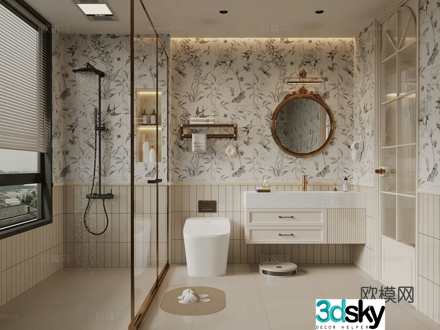 French bathroom cabinet 3d model