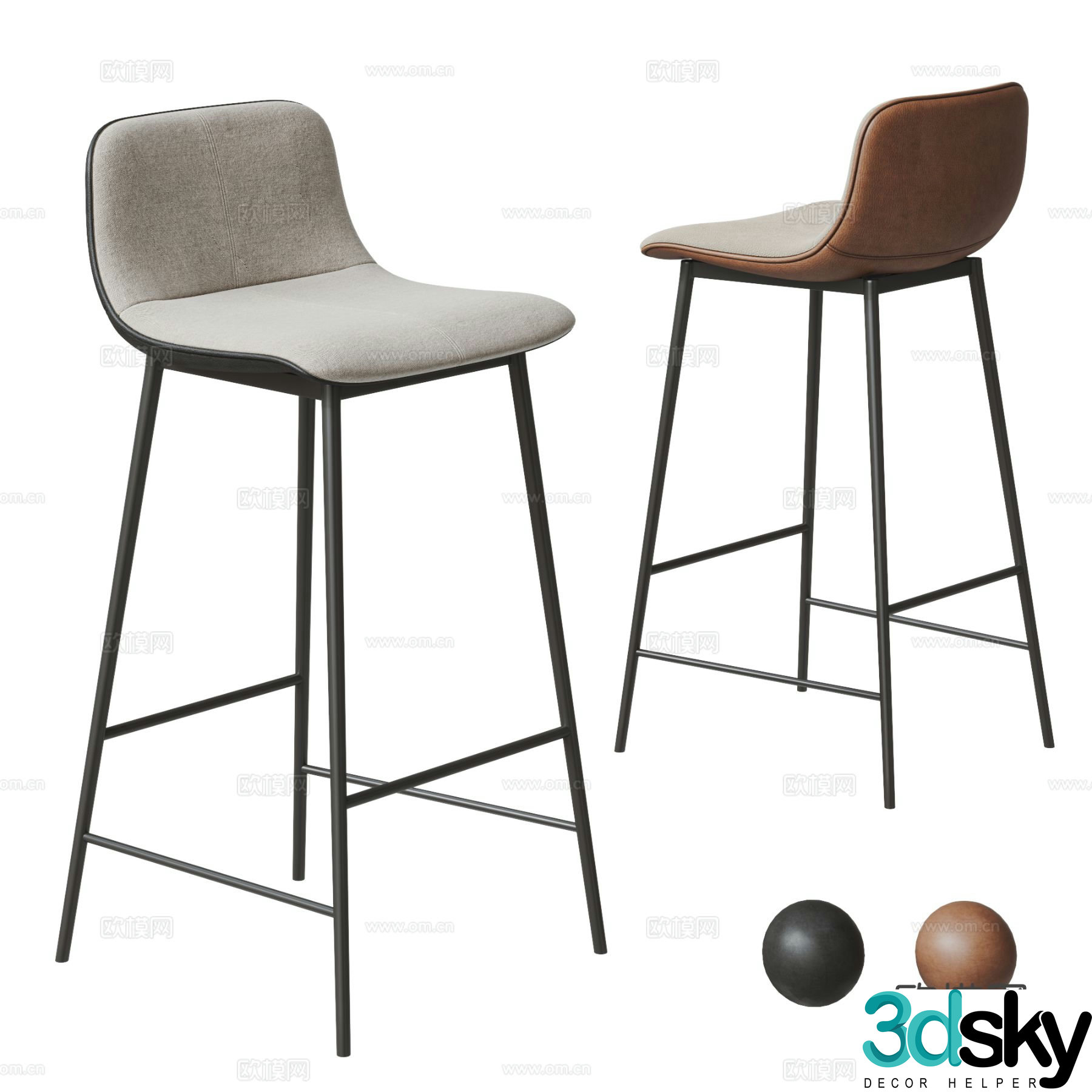 Modern bar chair Fabric bar chair Leather bar chair Bar chair 3D model