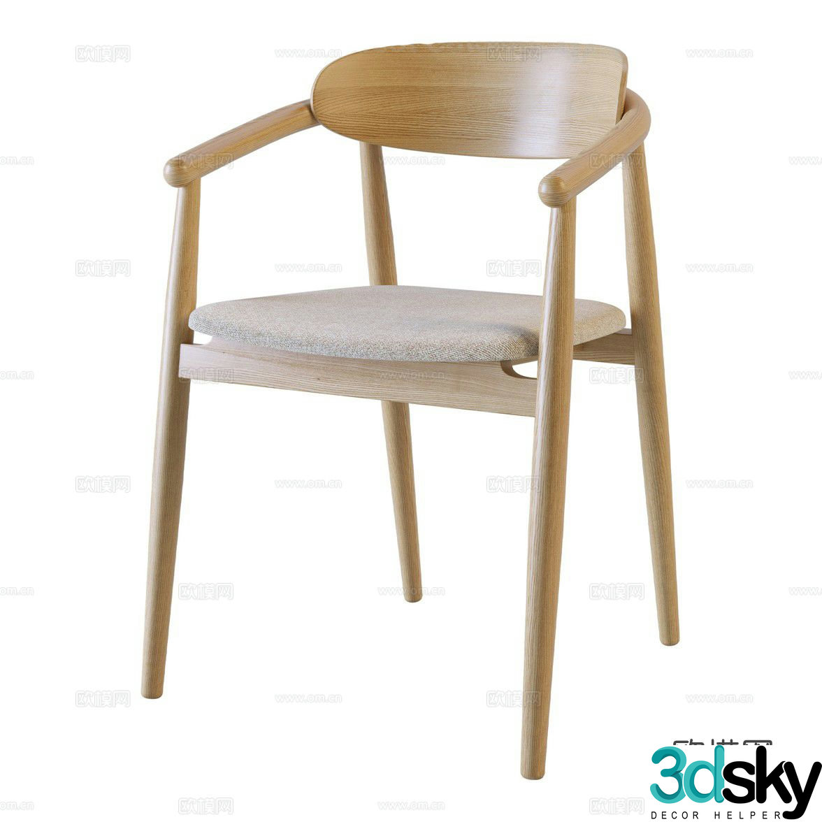 New Chinese style log single chair chair 3d model