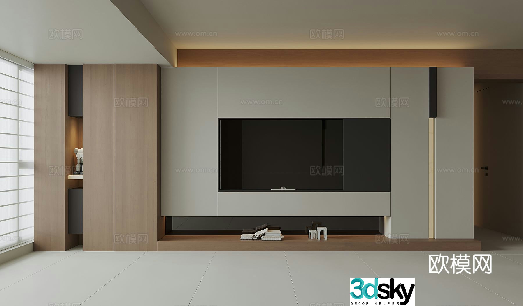 Modern TV background wall 3d model