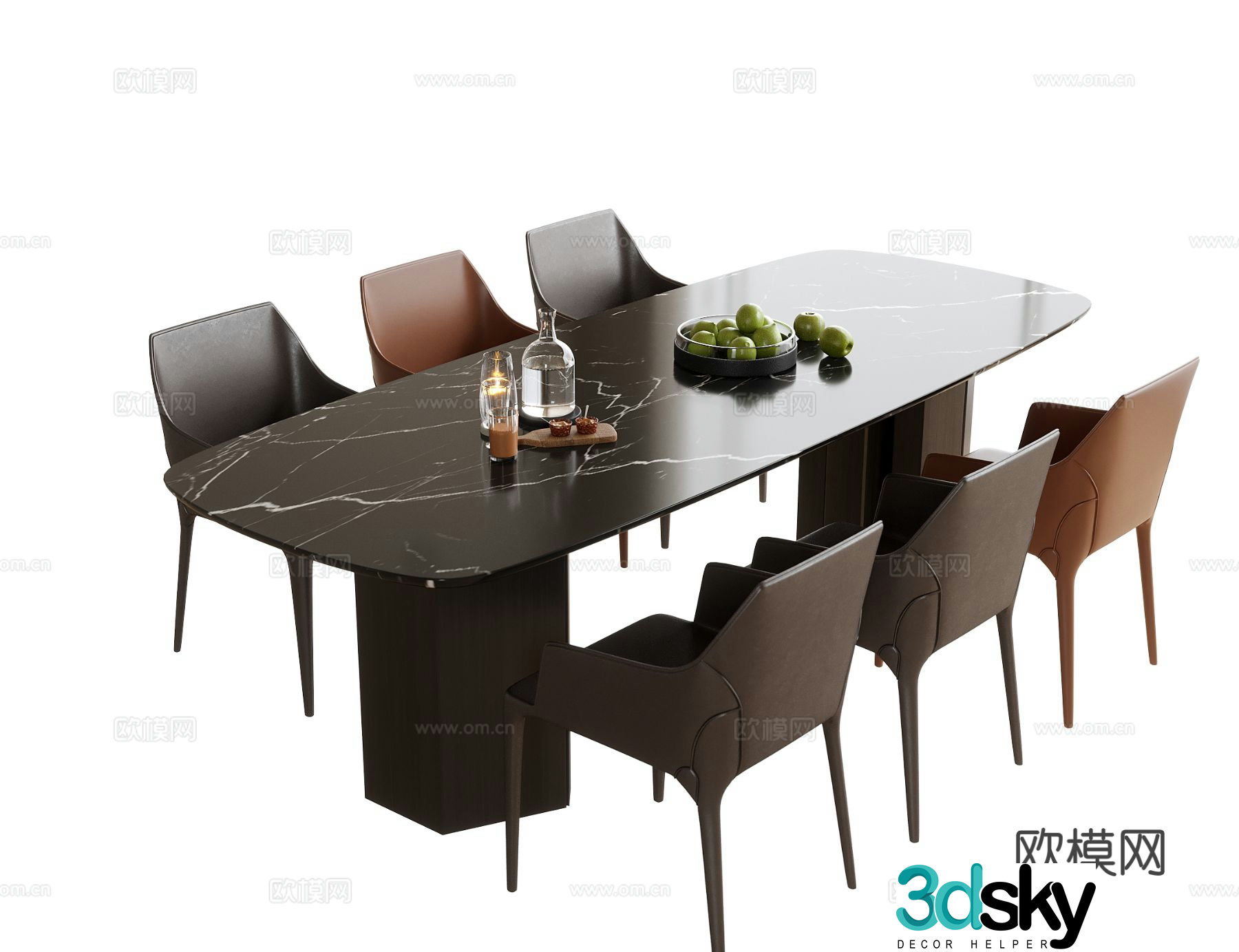 Modern dining table and chairs Dining table and dining chair 3d model
