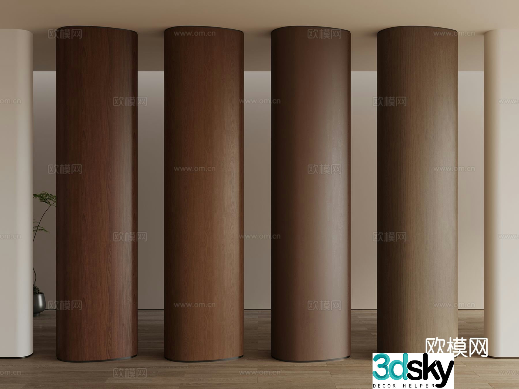 Middle style wall wood veneer walnut cherry oak ash 3d model