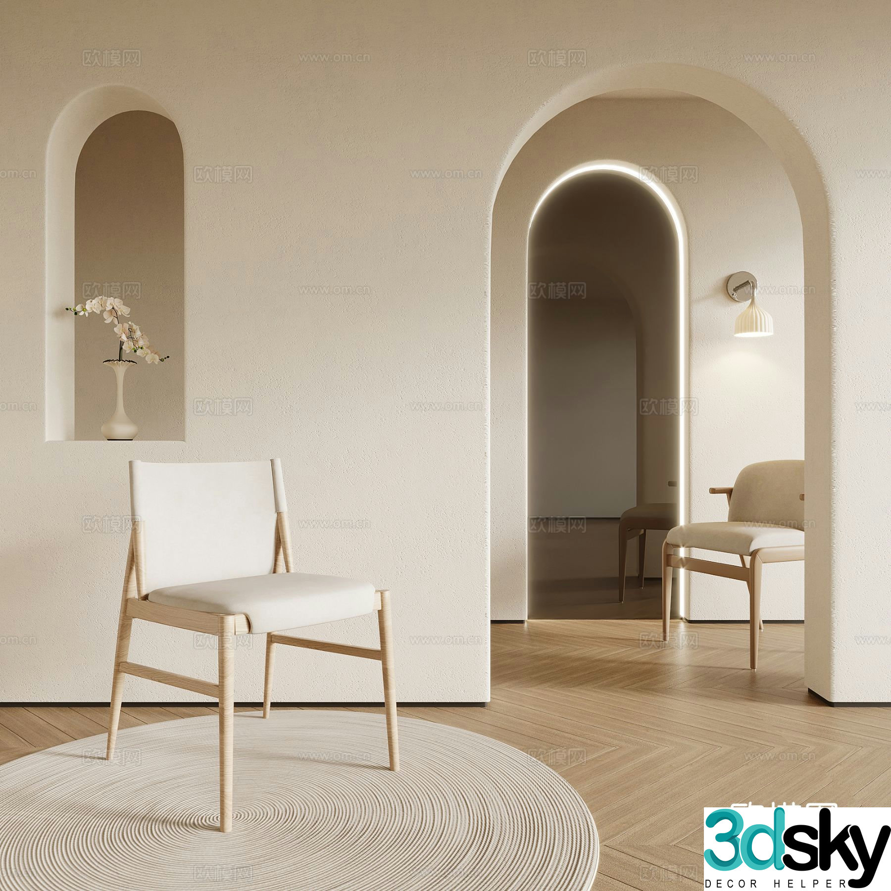 Modern cream style dining chair writing chair leisure chair 3d model 3d model