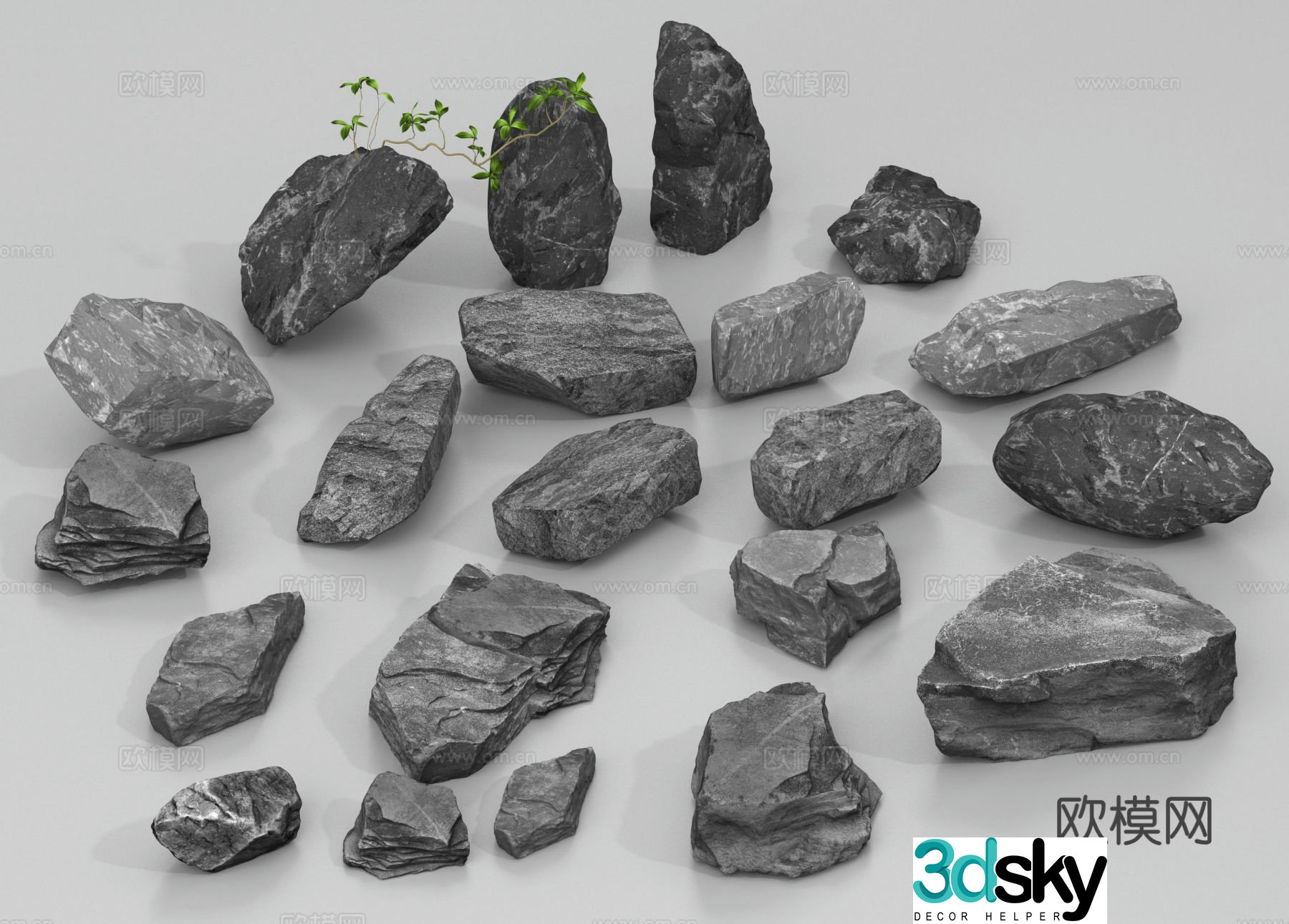 Landscape stone stone block rock 3d model