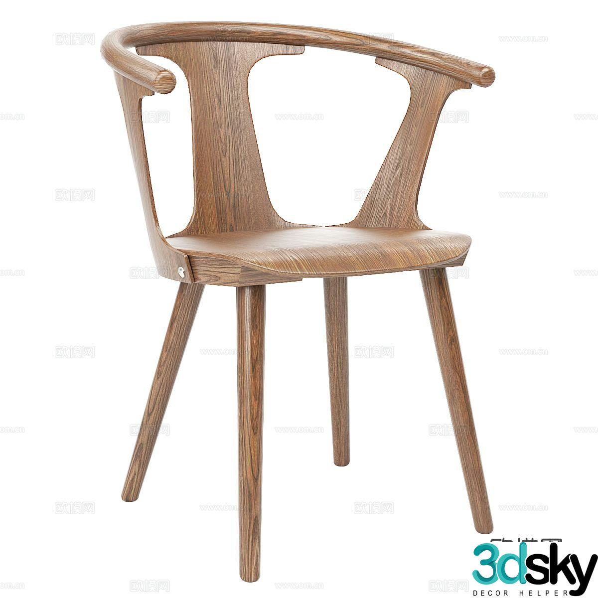 Solid wood dining chair 3d model