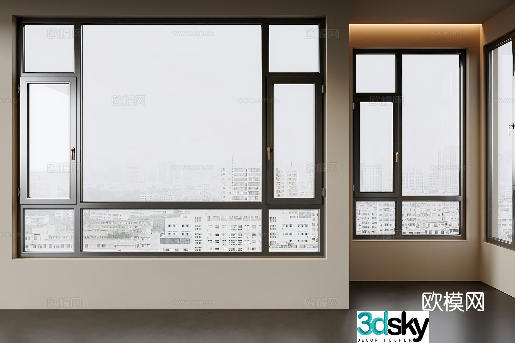 Modern minimalist home windows glass windows casement windows bedroom windows living room windows 3D model