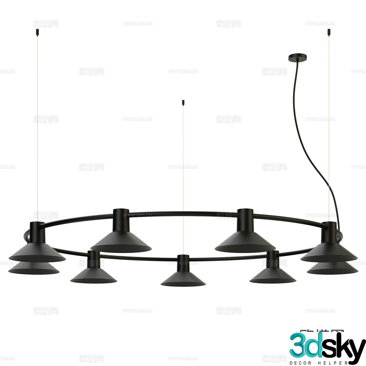 Zero modern chandelier minimalist chandelier ring chandelier metal chandelier decorative chandelier 3d model