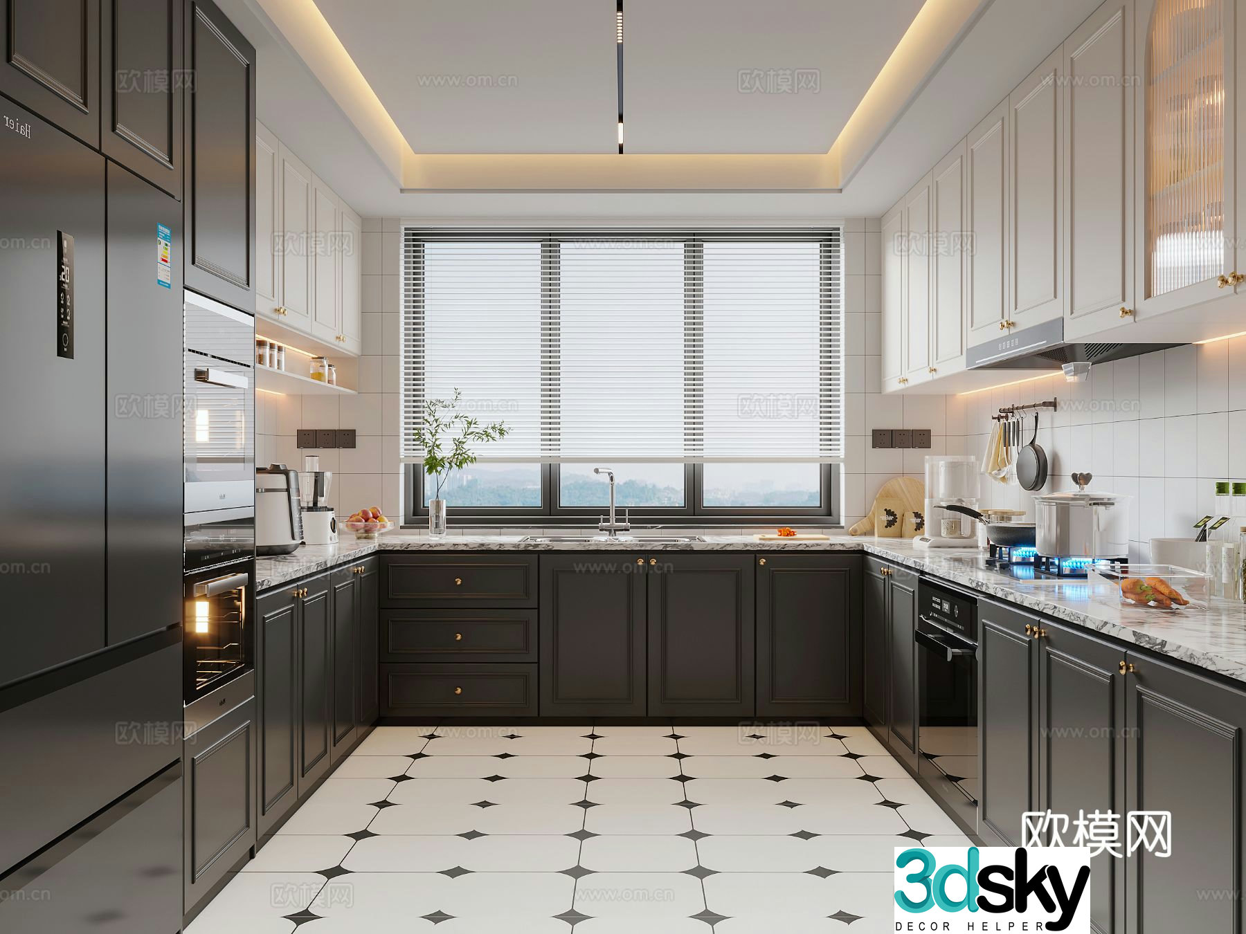 French retro kitchen 3d model