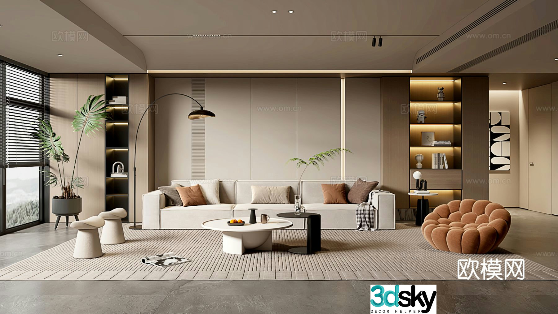 Modern style living room sofa combination 3d model 3d model