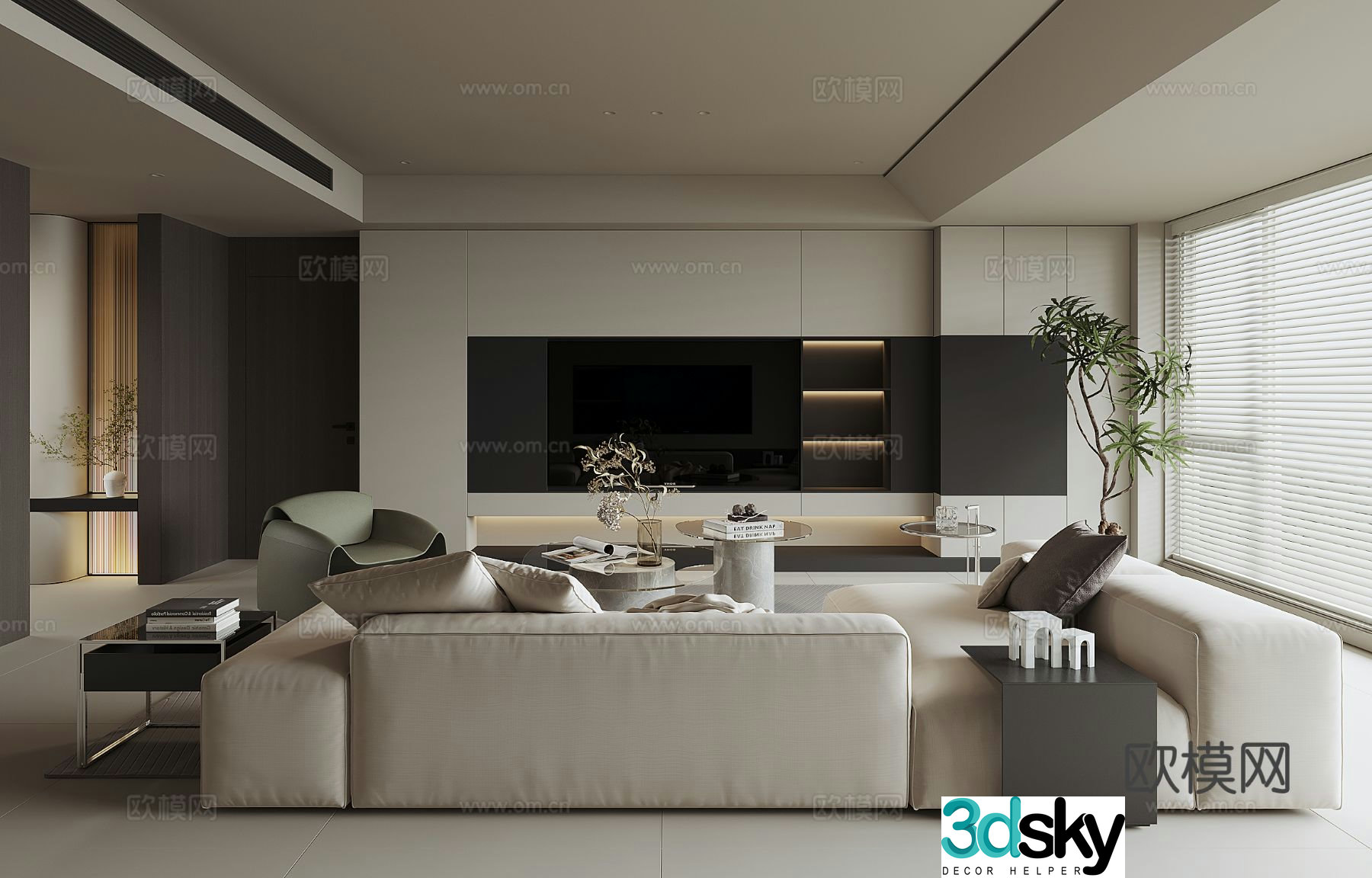 Modern home living room 3d model